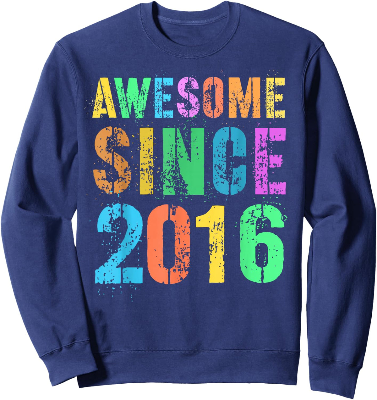 Vintage AWESOME SINCE 2016 10th Birthday Boy Girl My Tenth Sweatshirt - Sweatshirt | Navy