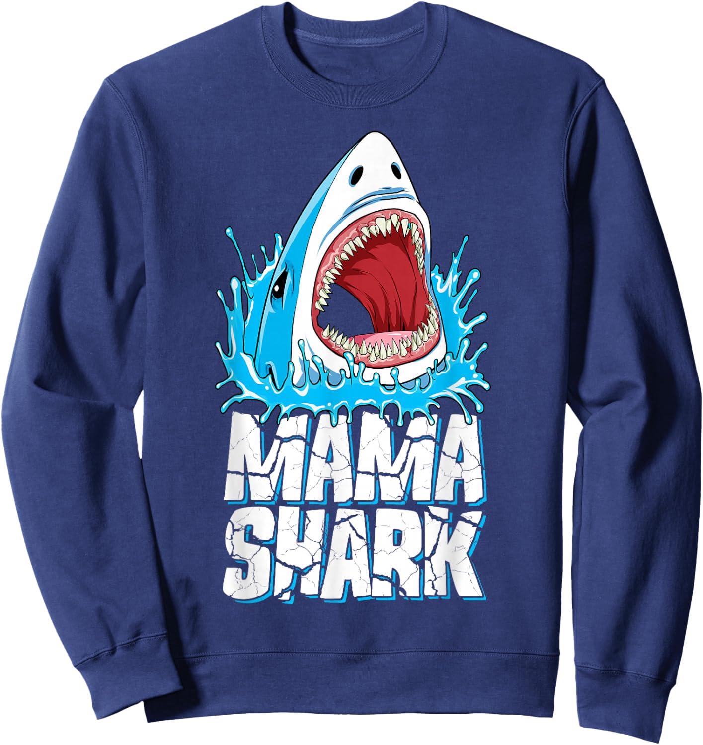 Mama Shark T Shirt Family Matching Moms Women Jawsome Gift Sweatshirt - Sweatshirt | Navy