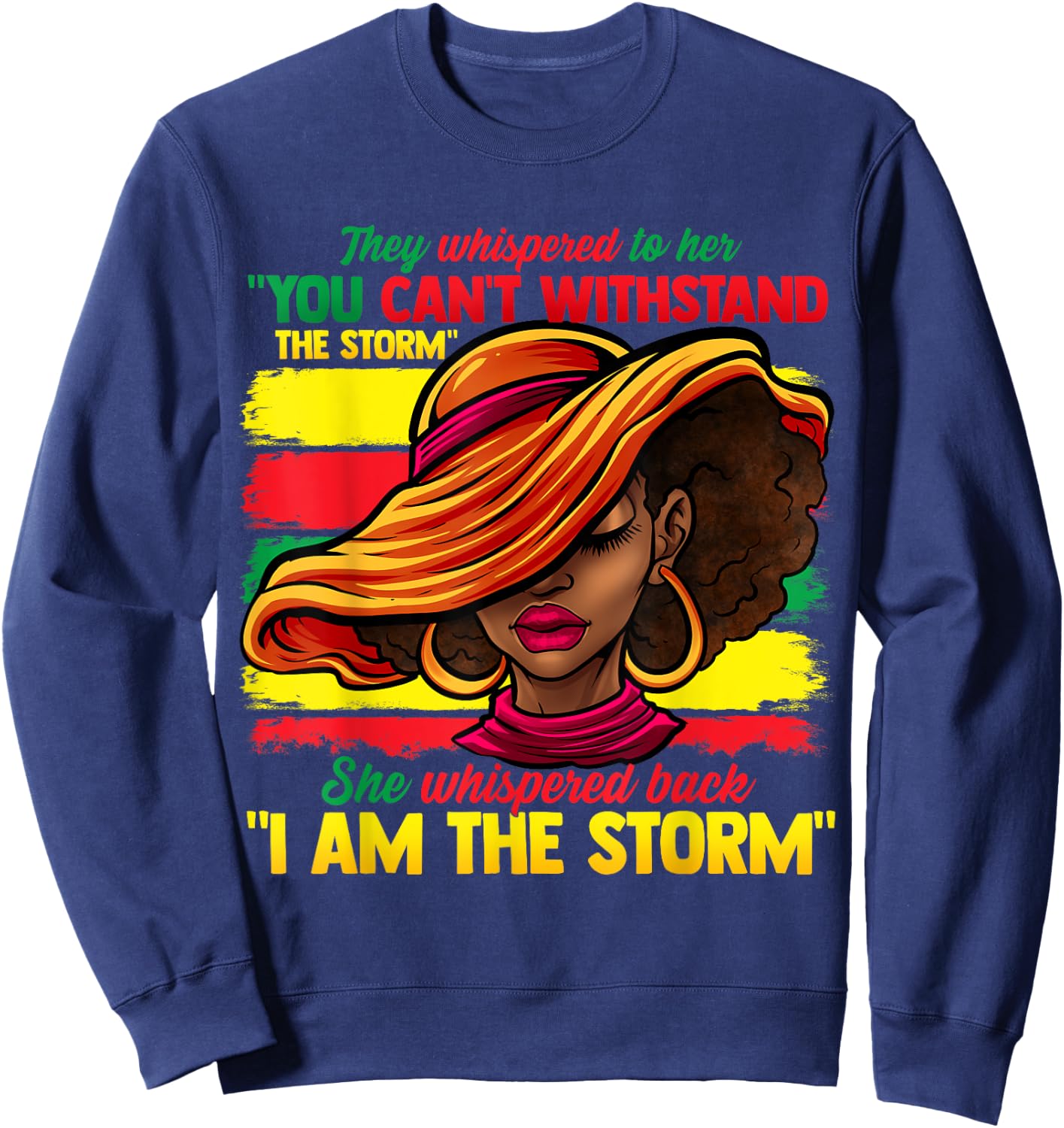 Proud Black African American Ladies Black History Month Sweatshirt - Sweatshirt | Navy