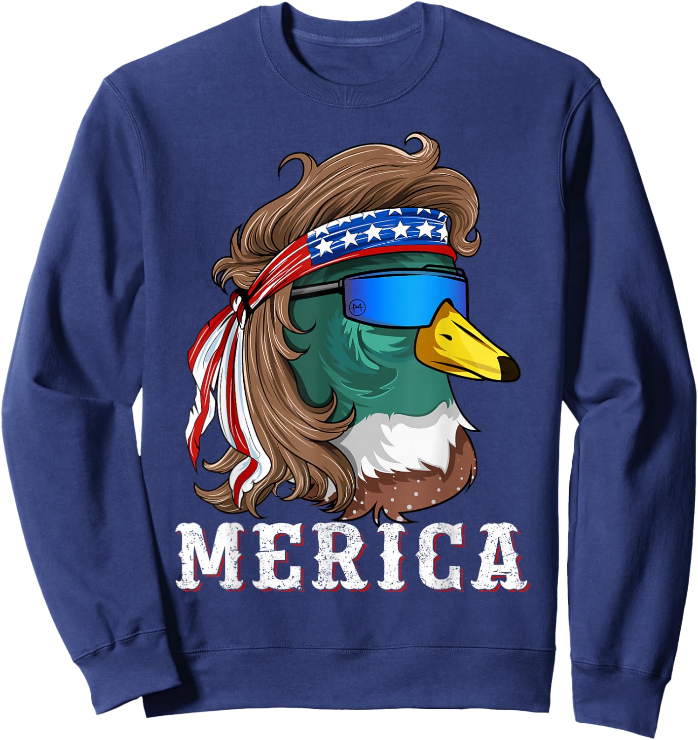 Patriotic Mallard Duck Hunting American Waterfowl Hunter Sweatshirt - Sweatshirt | Navy