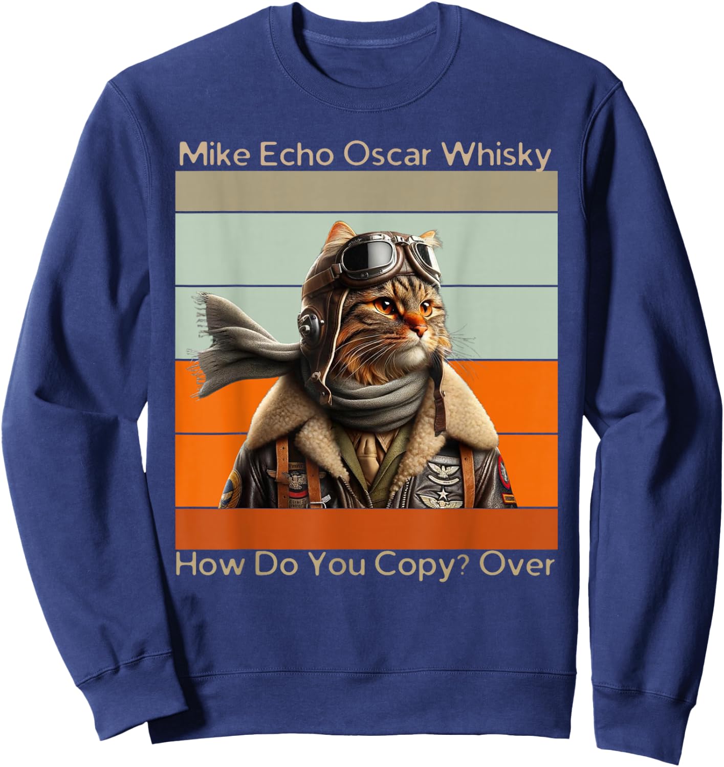 Cat Pilot Mike Echo Oscar Whisky How Do You Copy Women Kids Sweatshirt - Sweatshirt | Navy