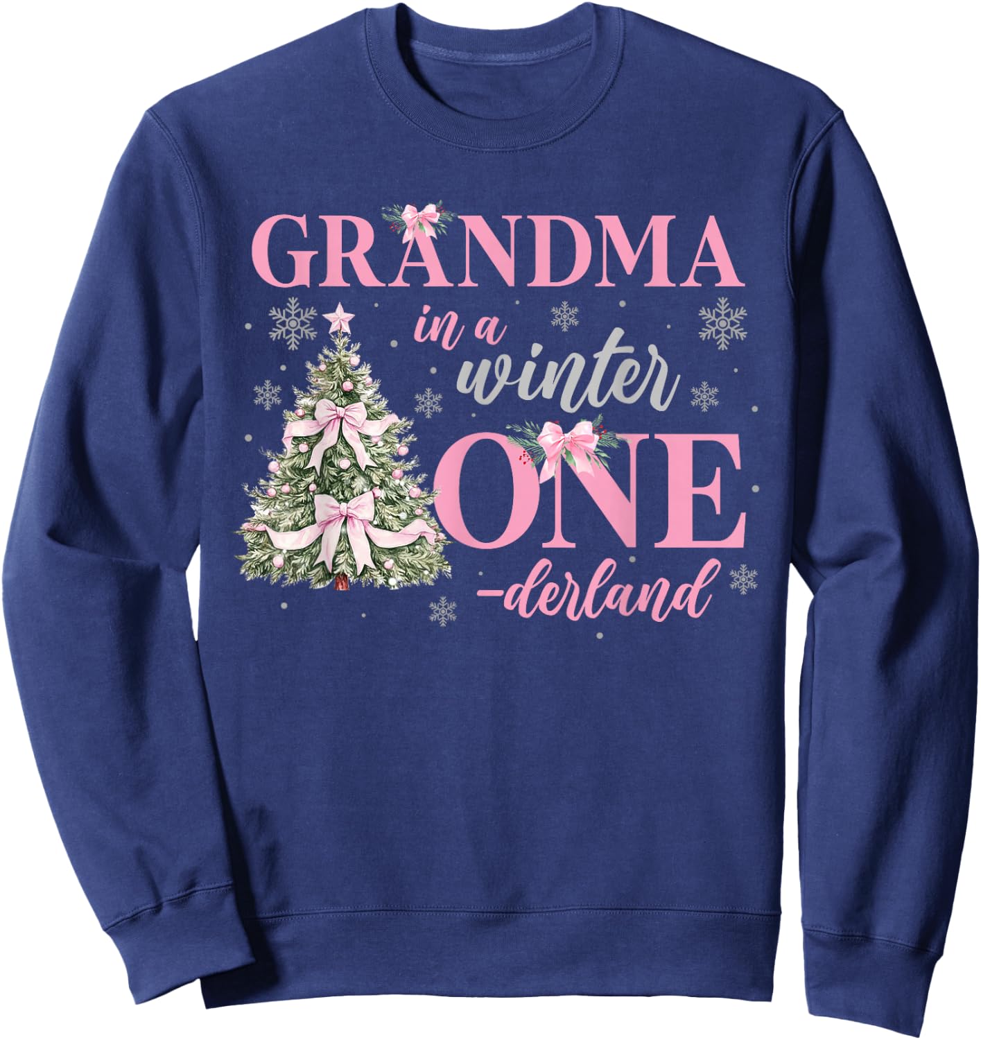 Grandma in a Winter Onederland Birthday Girl Christmas Tree Sweatshirt - Sweatshirt | Navy