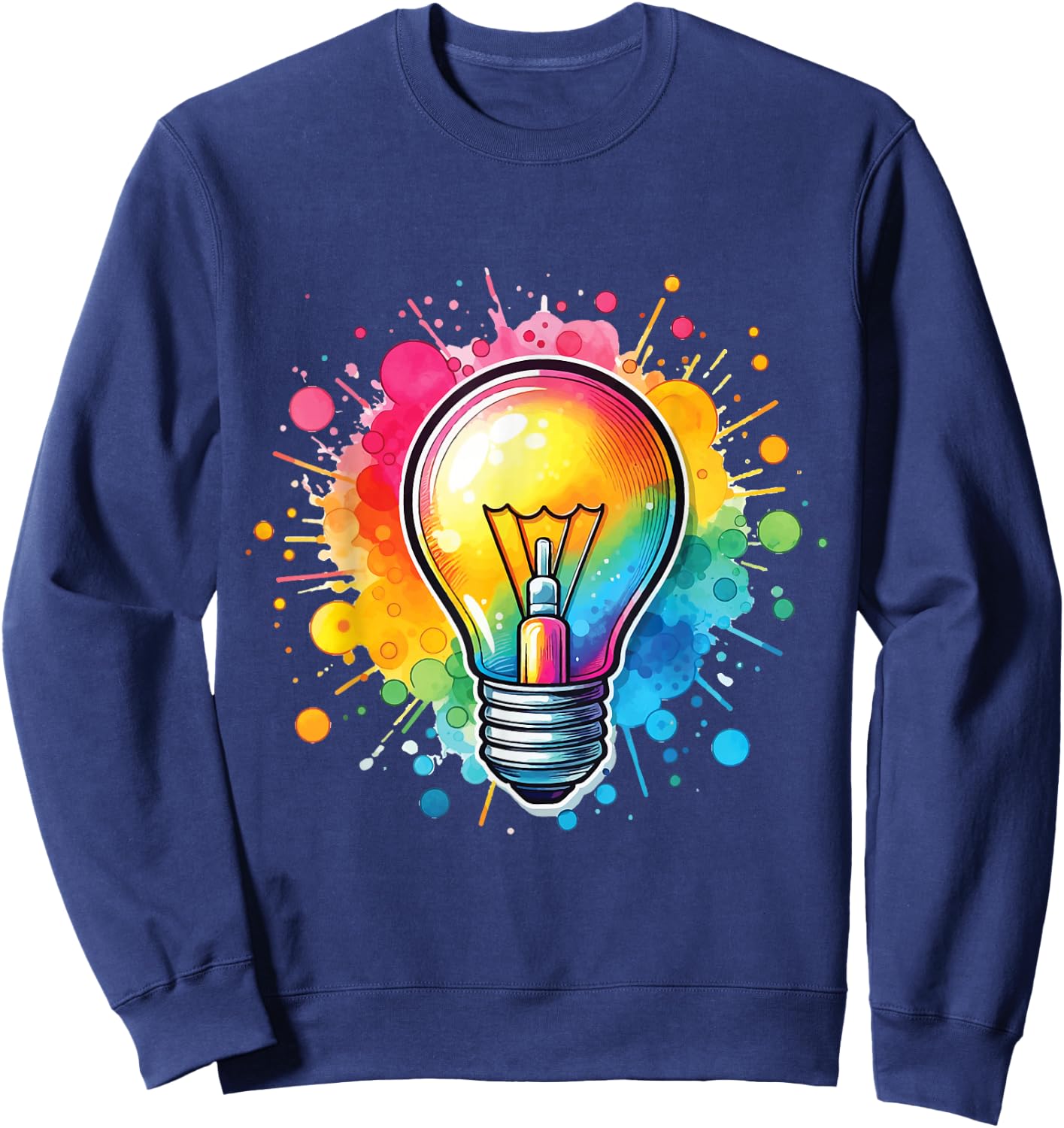 Vibrant Colorful Lightbulb Shirt Electrician Cute Light Bulb Sweatshirt - Sweatshirt | Navy