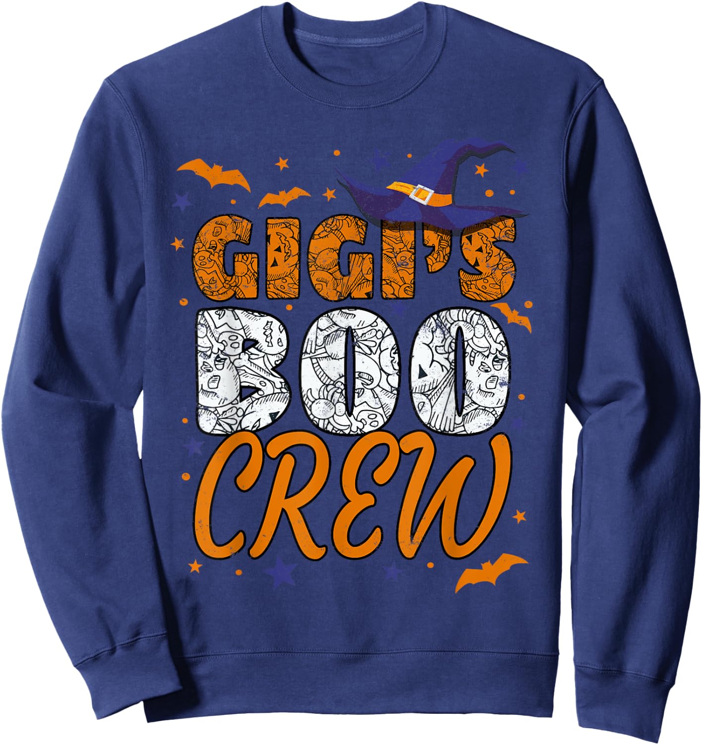 Grandma Gigi's Boo Crew Cute Grandkids Matching Halloween Sweatshirt - Sweatshirt | Navy