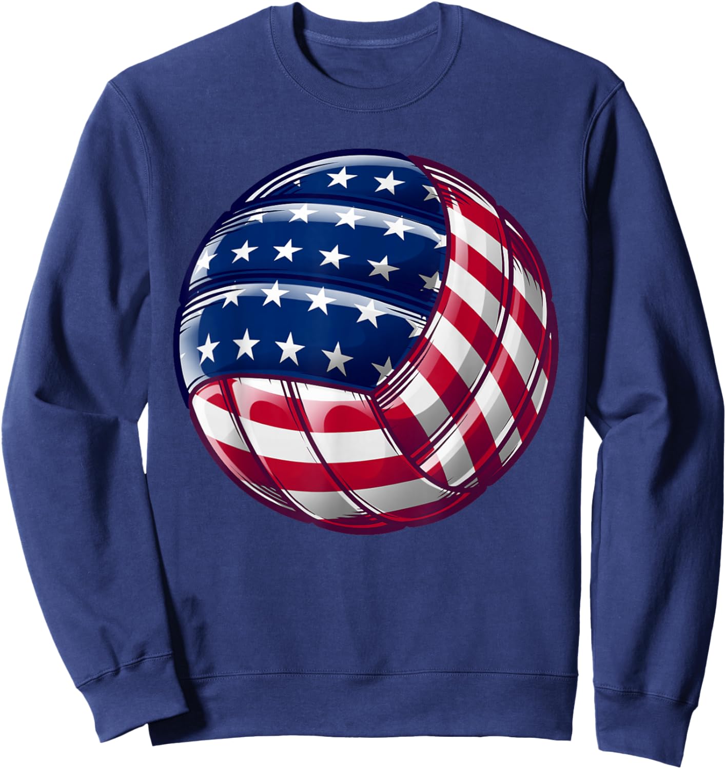 Volleyball American Flag Cute 4th Of July Funny America Gift Sweatshirt - Sweatshirt | Navy