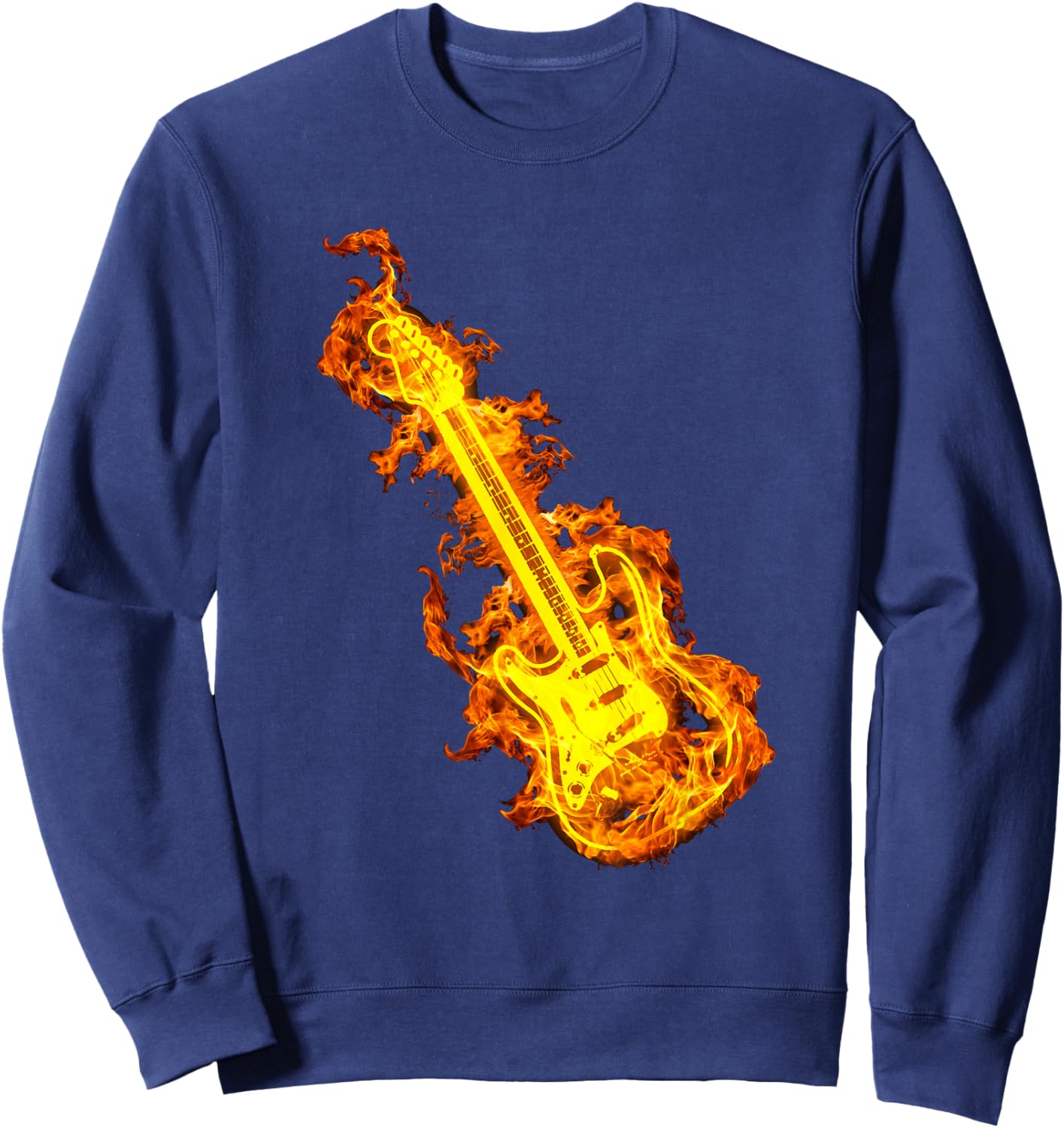 Electric Guitar In Flames Gift Rock Guitar Lovers Sweatshirt - Sweatshirt | Navy