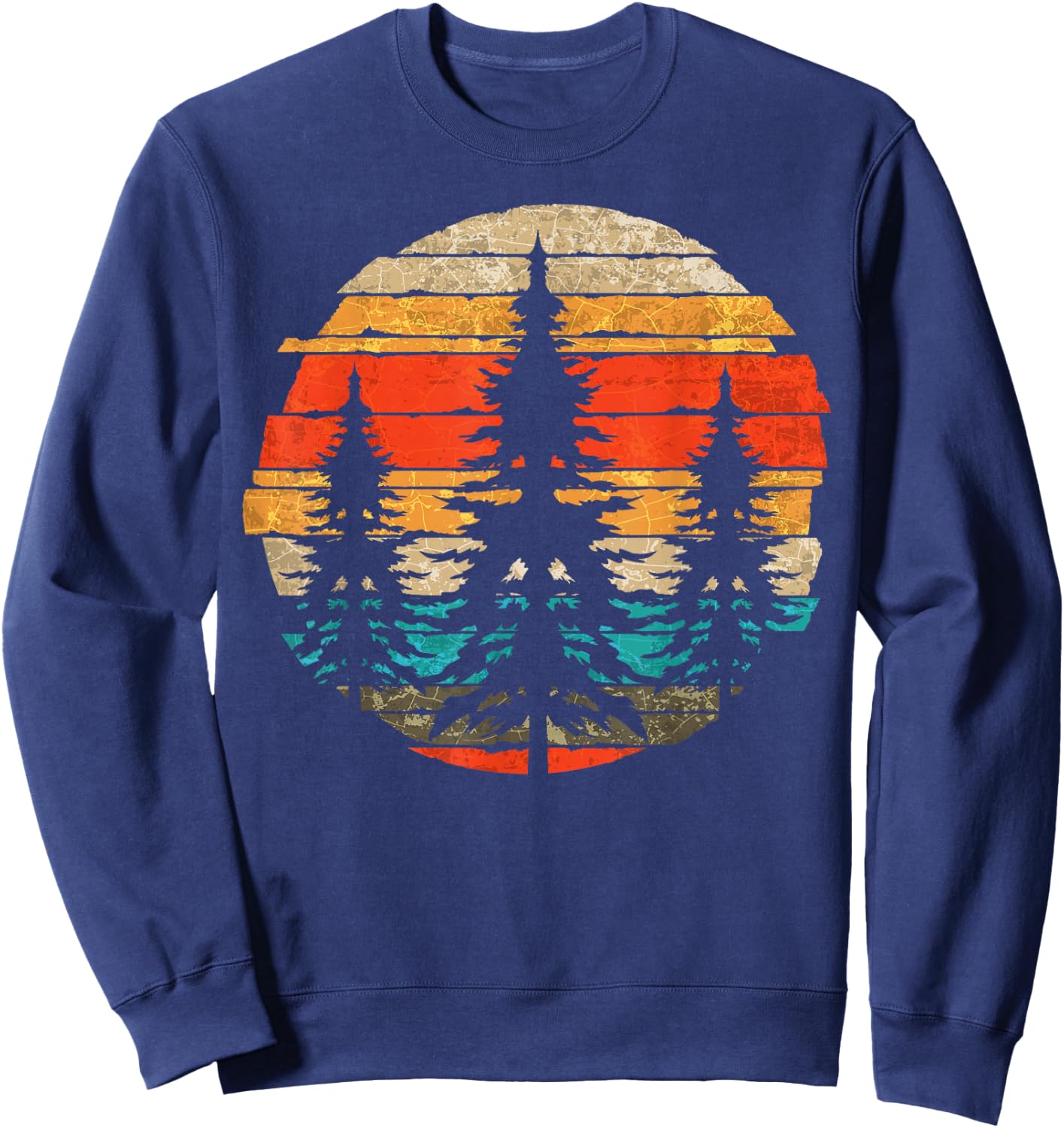 Retro Outdoor Trees Wildlife Nature Forest Sweatshirt - Sweatshirt | Navy