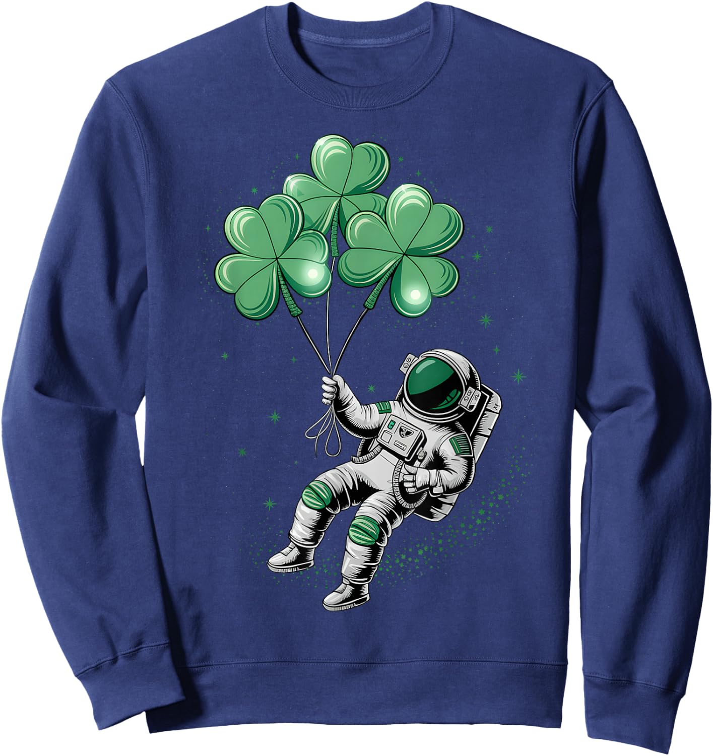 St Patricks Day Boys Toddler Kids Astronaut Shamrock Lucky Sweatshirt - Sweatshirt | Navy