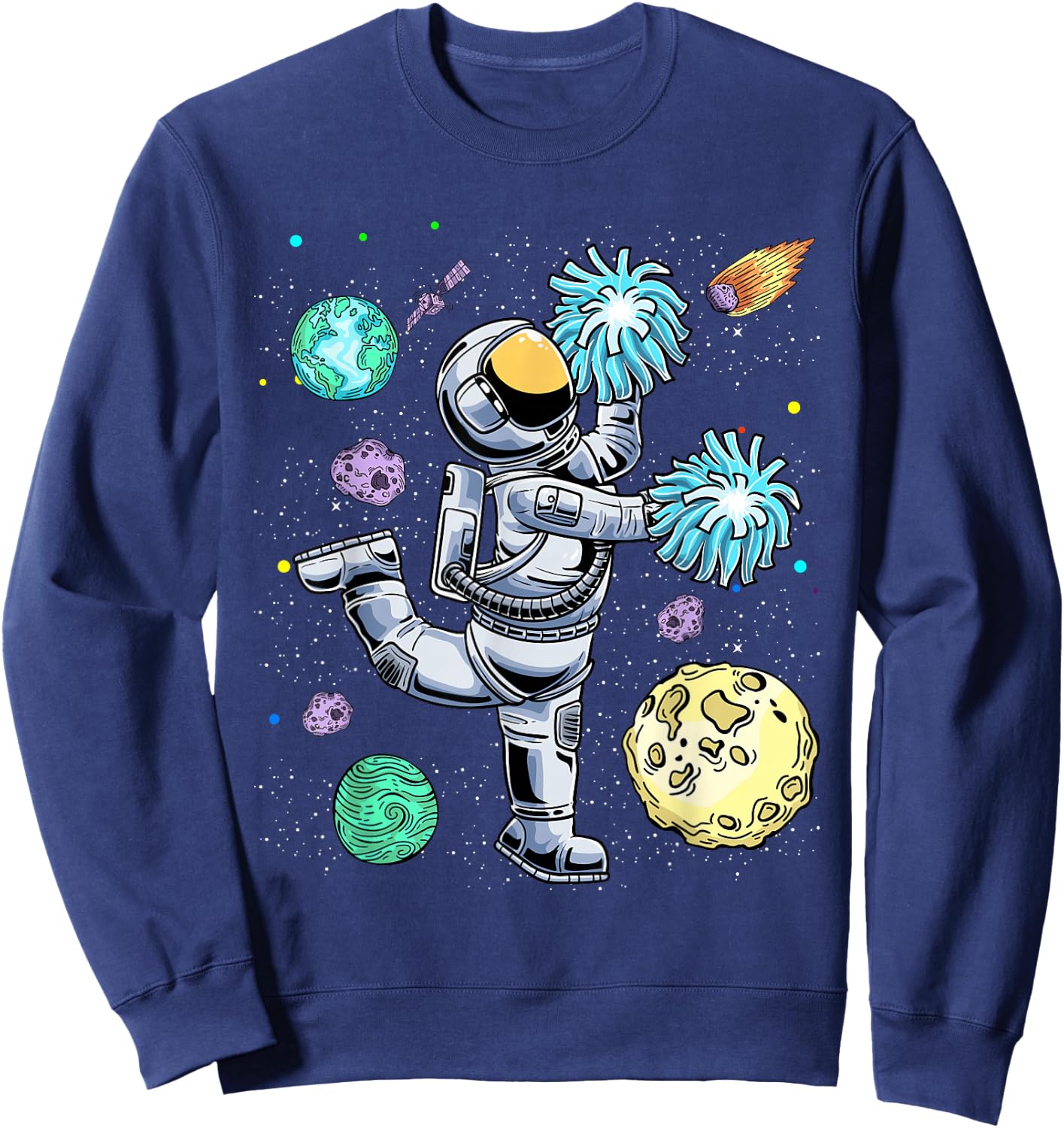 Cheerleading Astronaut Cheerleader Cheer Flyer Boys Girls Sweatshirt - Sweatshirt | Navy