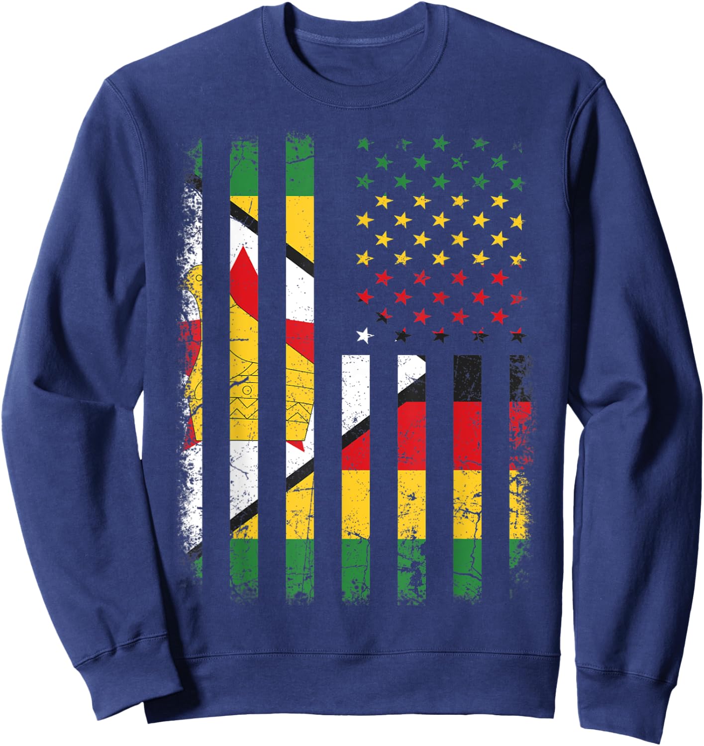 Zimbabwean American Flag Zimbabwean Roots Zimbabwe America Women Kids Men Sweatshirt - Sweatshirt | Navy