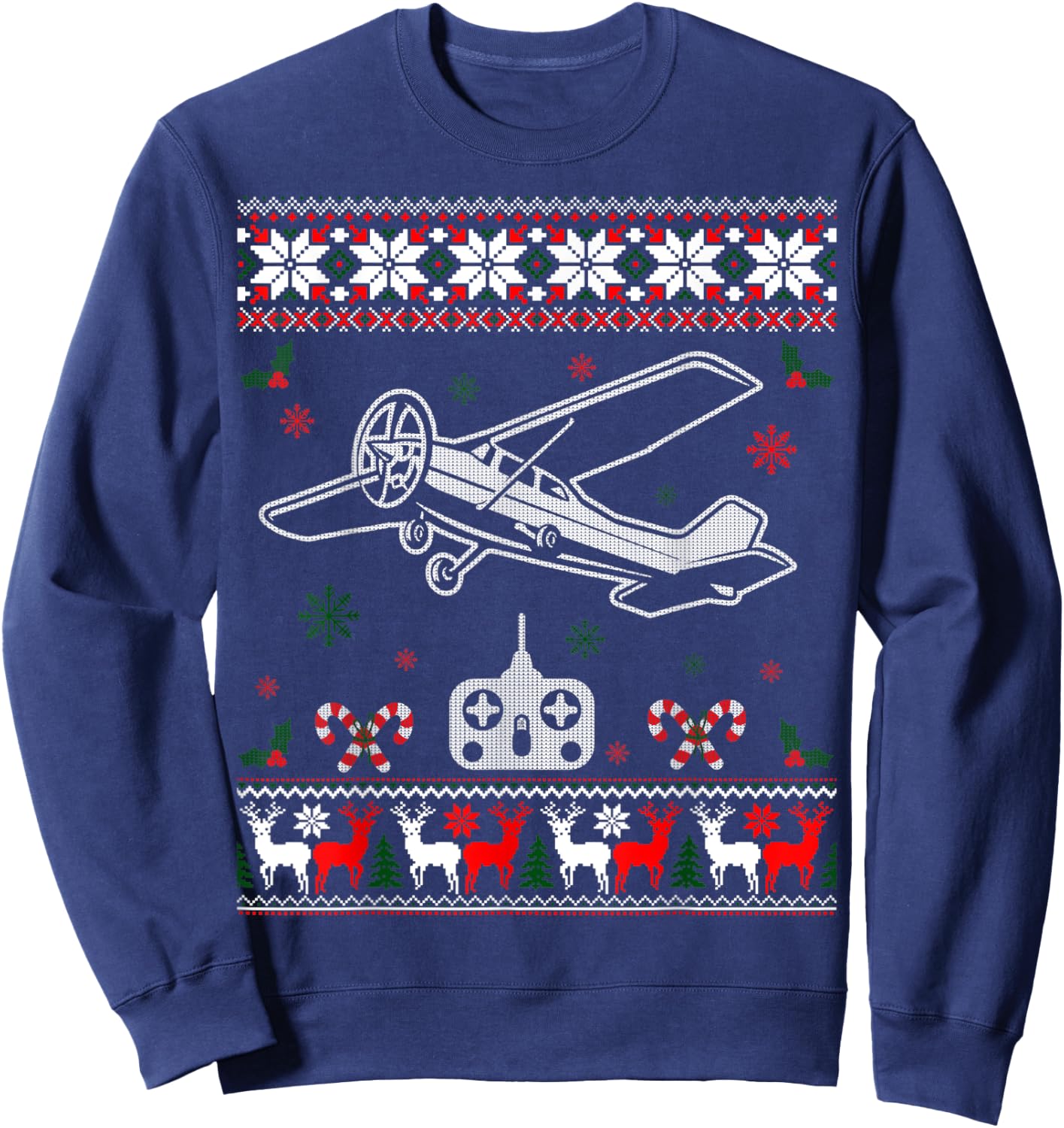 RC Plane Remote Control Plane Christmas Ugly Xmas Sweater Sweatshirt - Sweatshirt | Navy