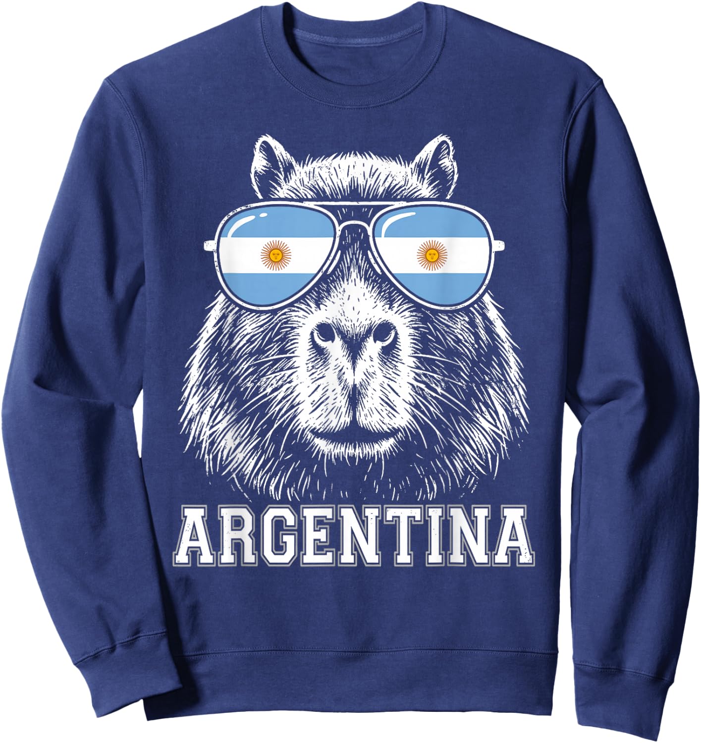 Argentinian Capybara Argentina Flag Sunglasses Argentine Sweatshirt - Sweatshirt | Navy