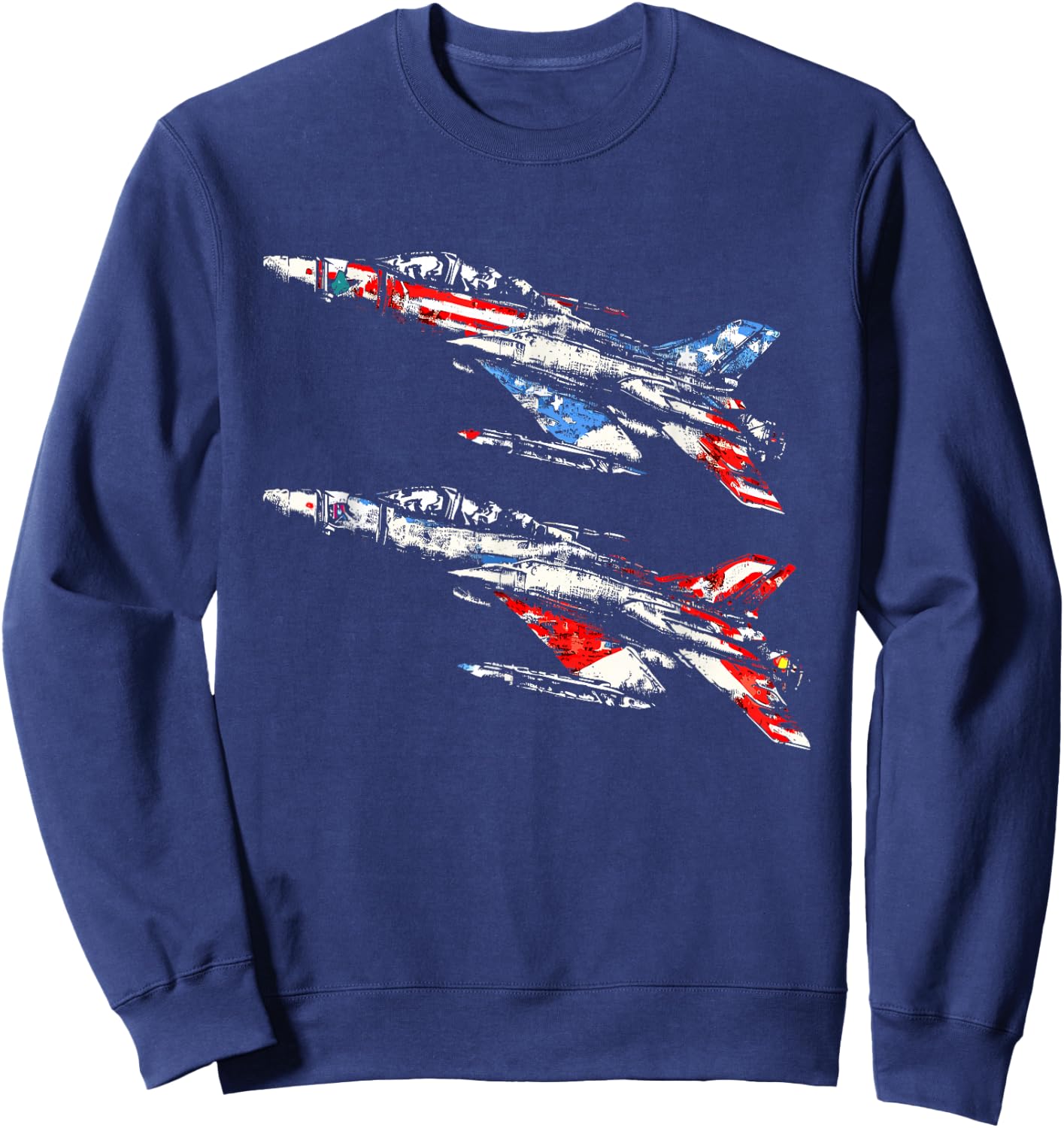 Jet Fighter Pilot American Flag - Patriotic USA 4th July Sweatshirt - Sweatshirt | Navy