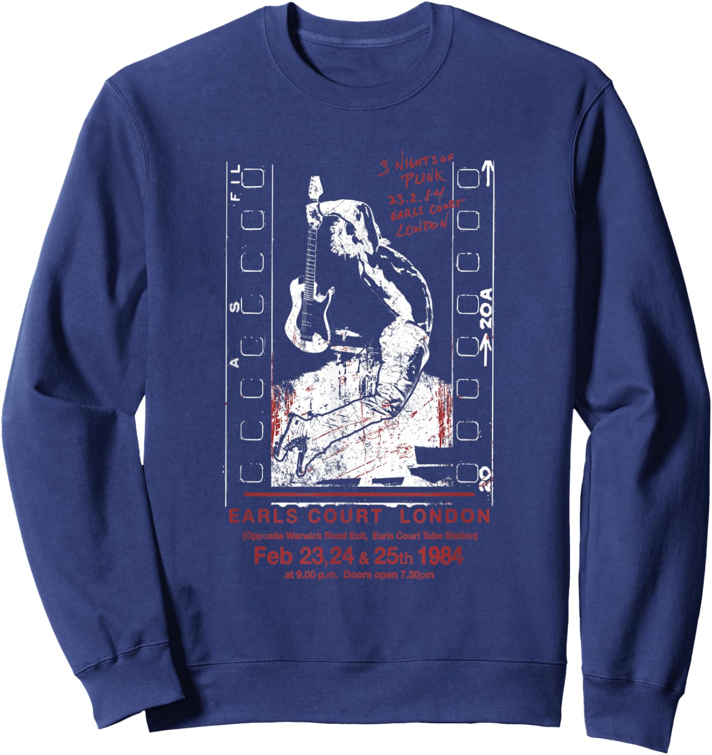 Punk Rock 80's Concert Retro Vintage Sweatshirt - Sweatshirt | Navy