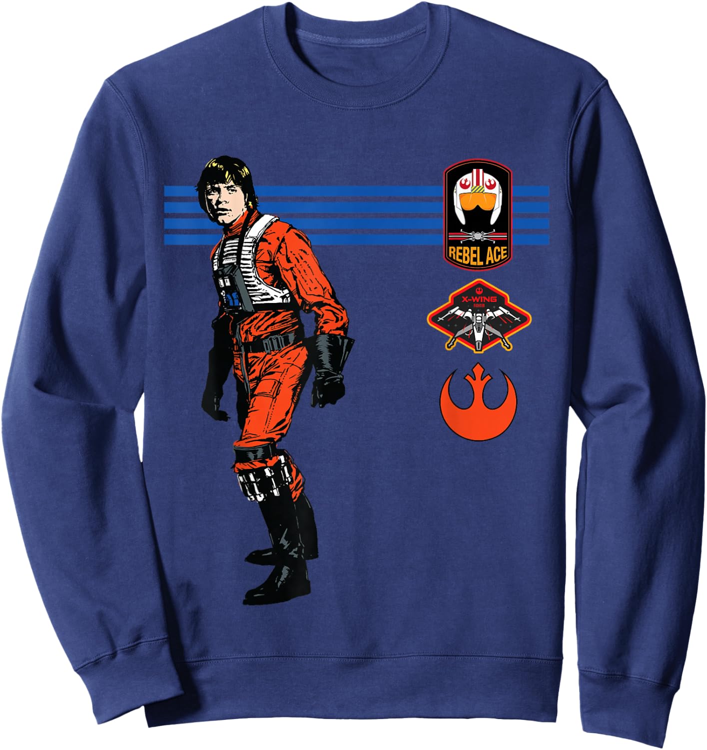 Star Wars Luke Skywalker X-Wing Rebel Pilot Retro Sweatshirt - Sweatshirt | Navy
