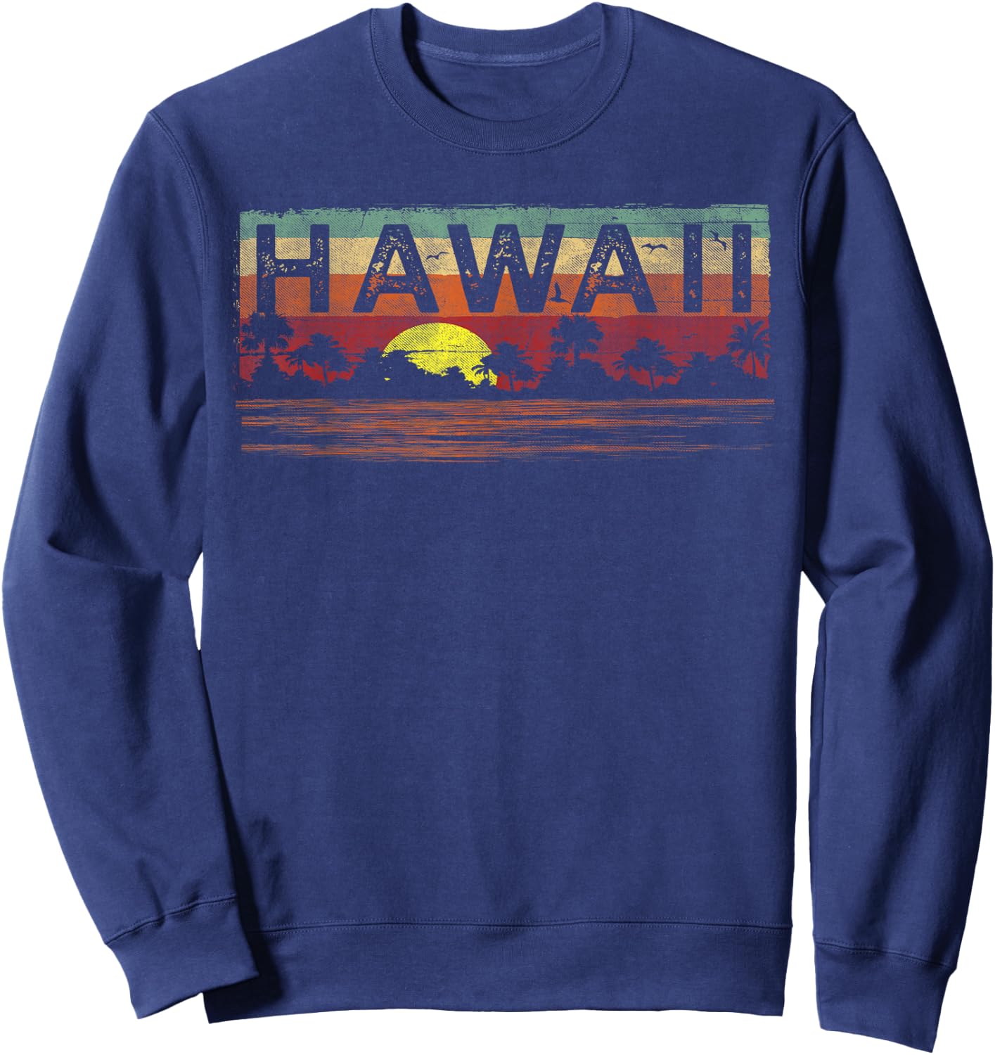 Vintage Tropical Hawaii T Shirt - Hawaiian T Shirt Sweatshirt - Sweatshirt | Navy