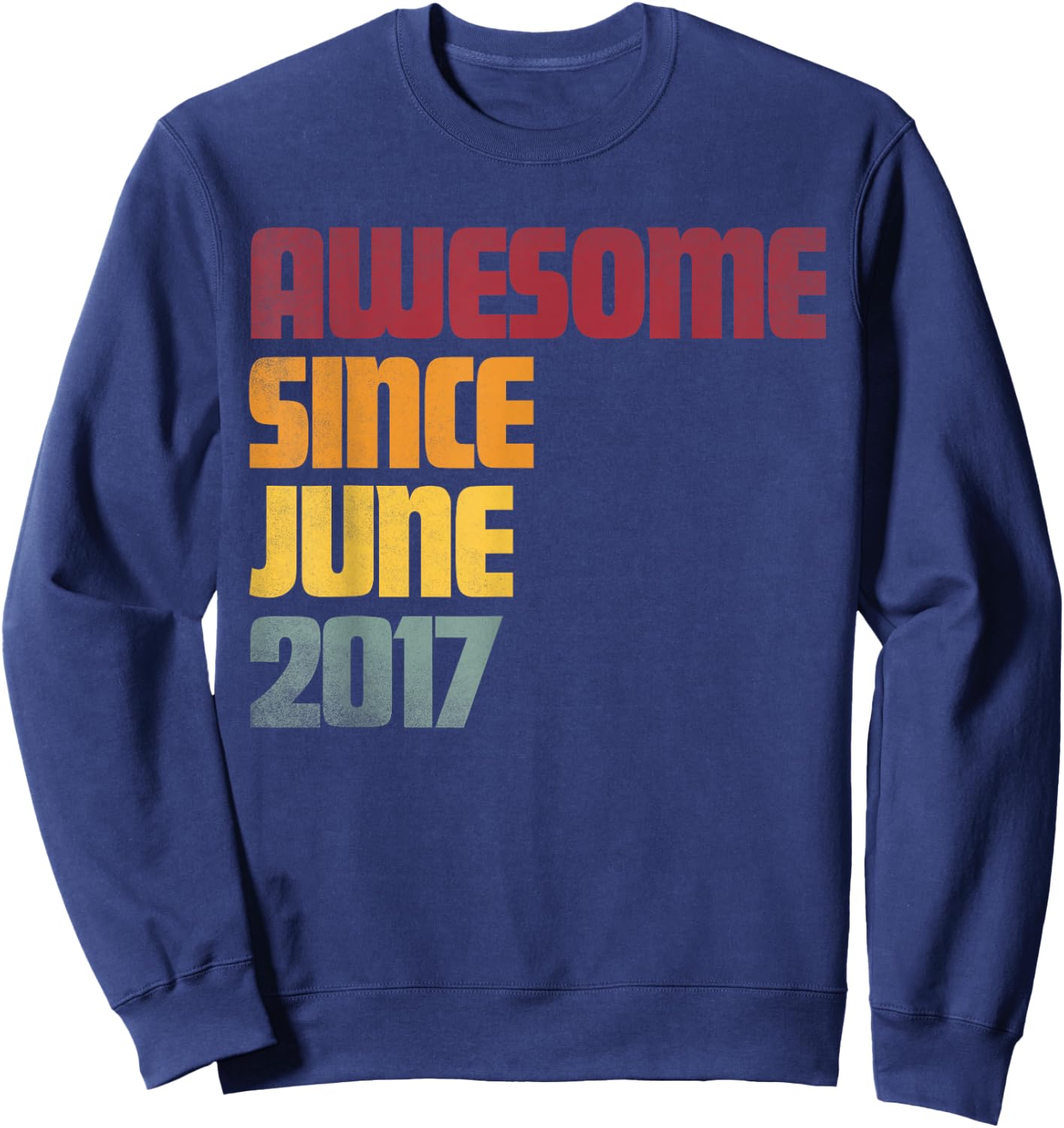 Awesome Since June 2017 9th Birthday - Vintage Sweatshirt - Sweatshirt | Navy