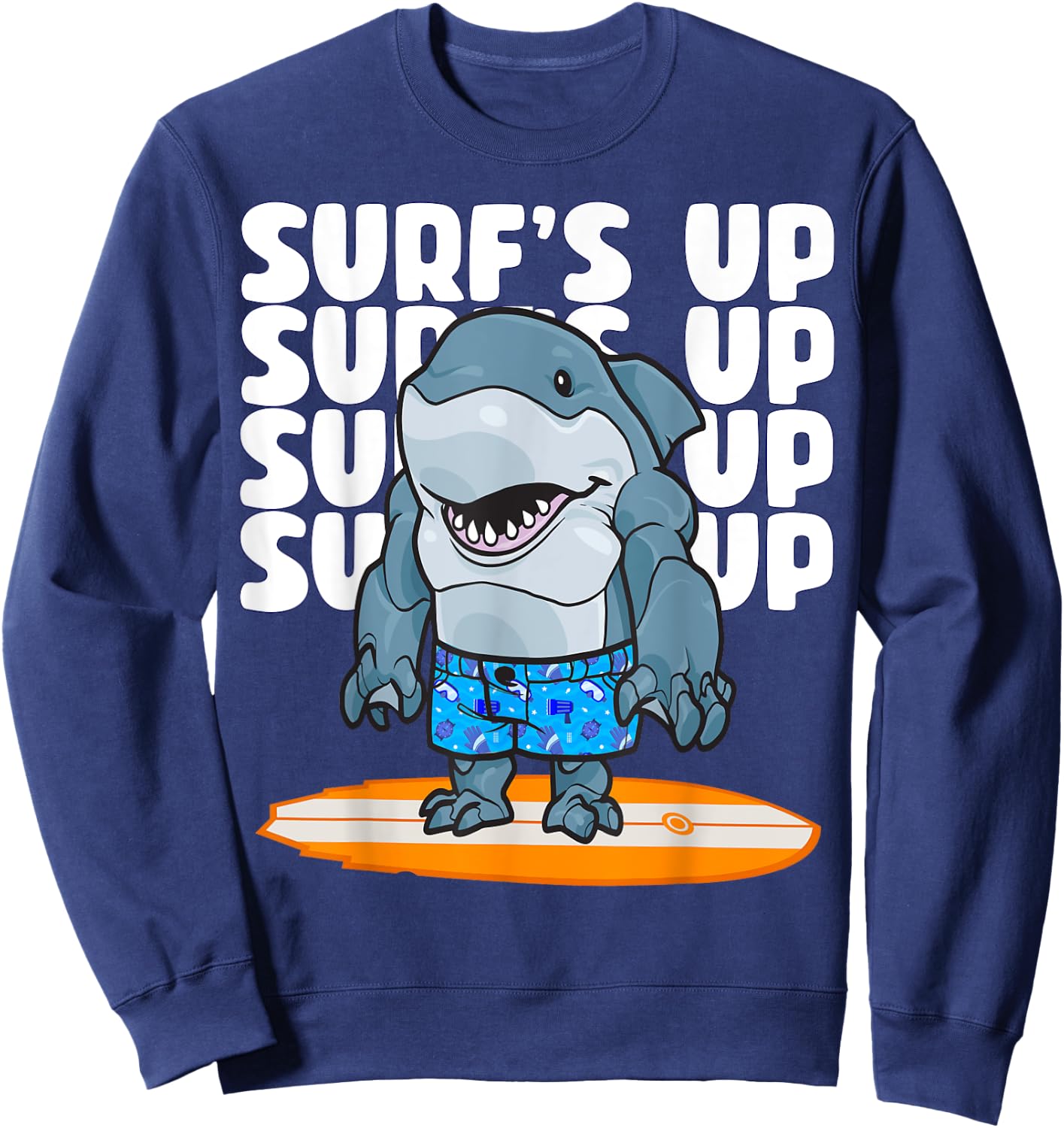 Ocean Surf's Up King of the Surfer Shark Surfer Camp Beach Women Girls Kids Sweatshirt - Sweatshirt | Navy