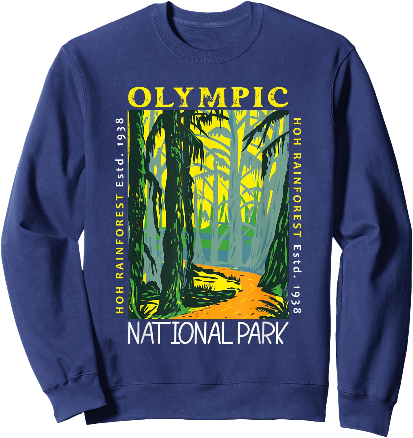 Hoh Rainforest Washington National Park Vintage Sweatshirt - Sweatshirt | Navy