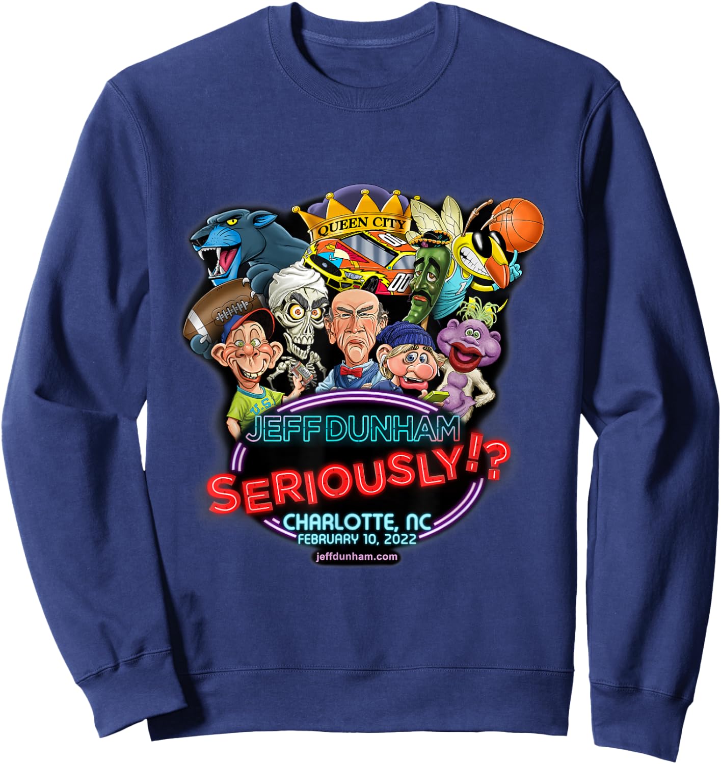 Jeff Dunham Charlotte, NC Sweatshirt - Sweatshirt | Navy