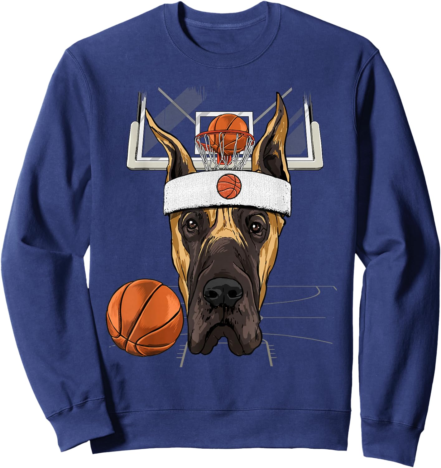 Great Dane Basketball Dog Lovers Basketball Player Sweatshirt - Sweatshirt | Navy
