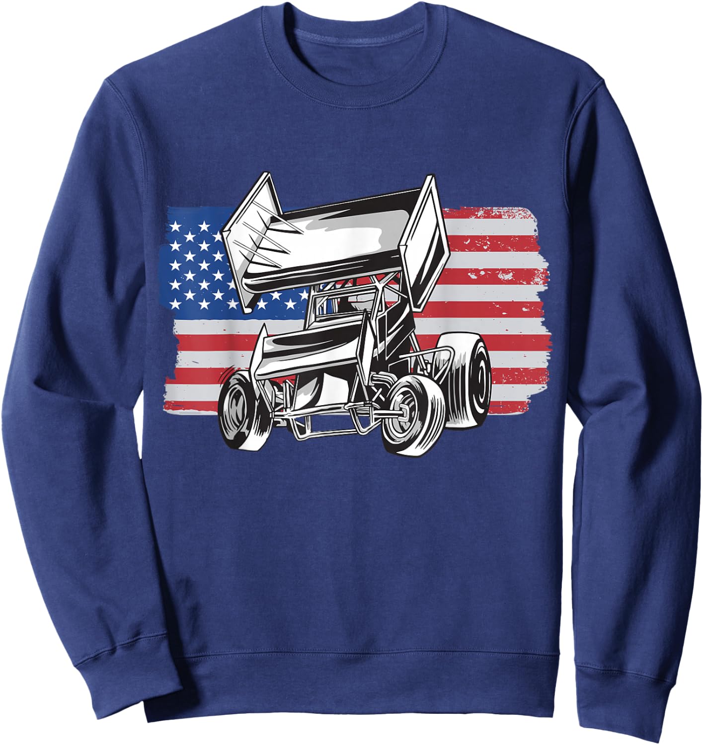 Sprint Car Racing USA Flag Sweatshirt - Sweatshirt | Navy