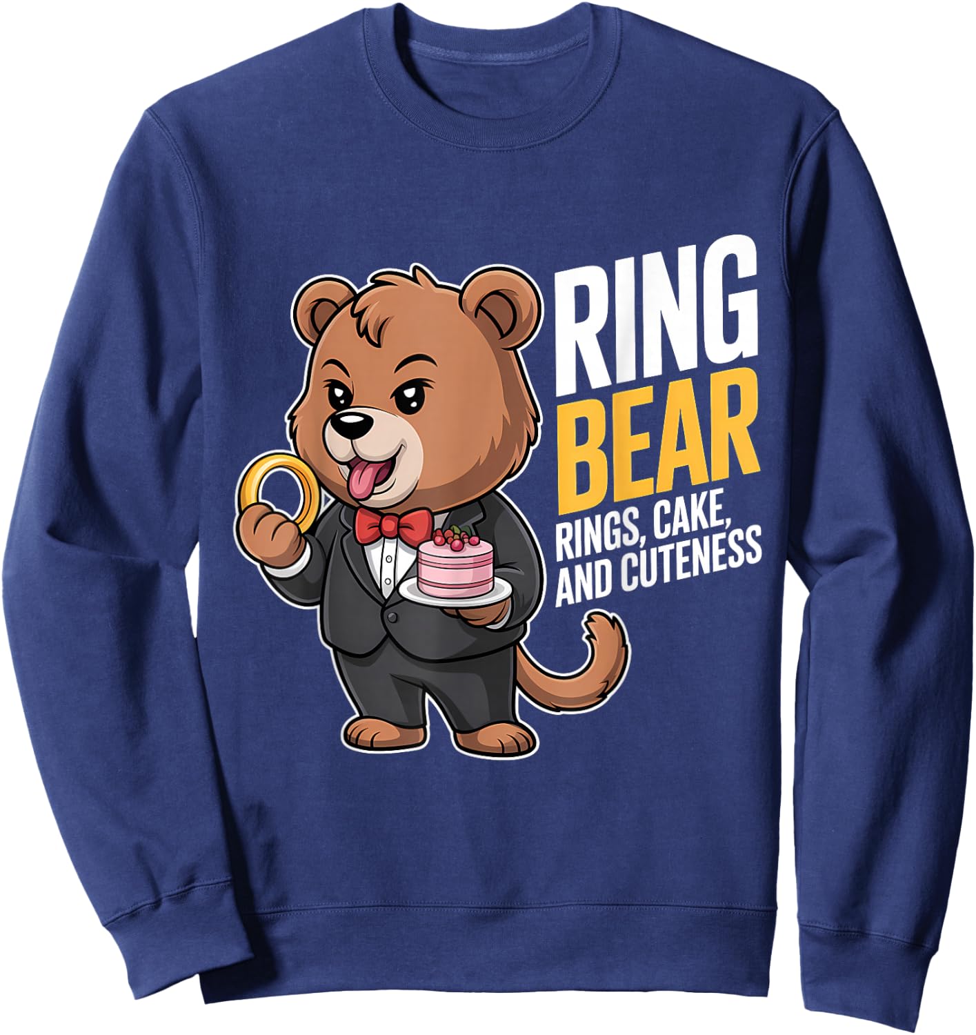 Ring Bearer Ring Security Funny Wedding Party Bear Ring Dude Sweatshirt - Sweatshirt | Navy