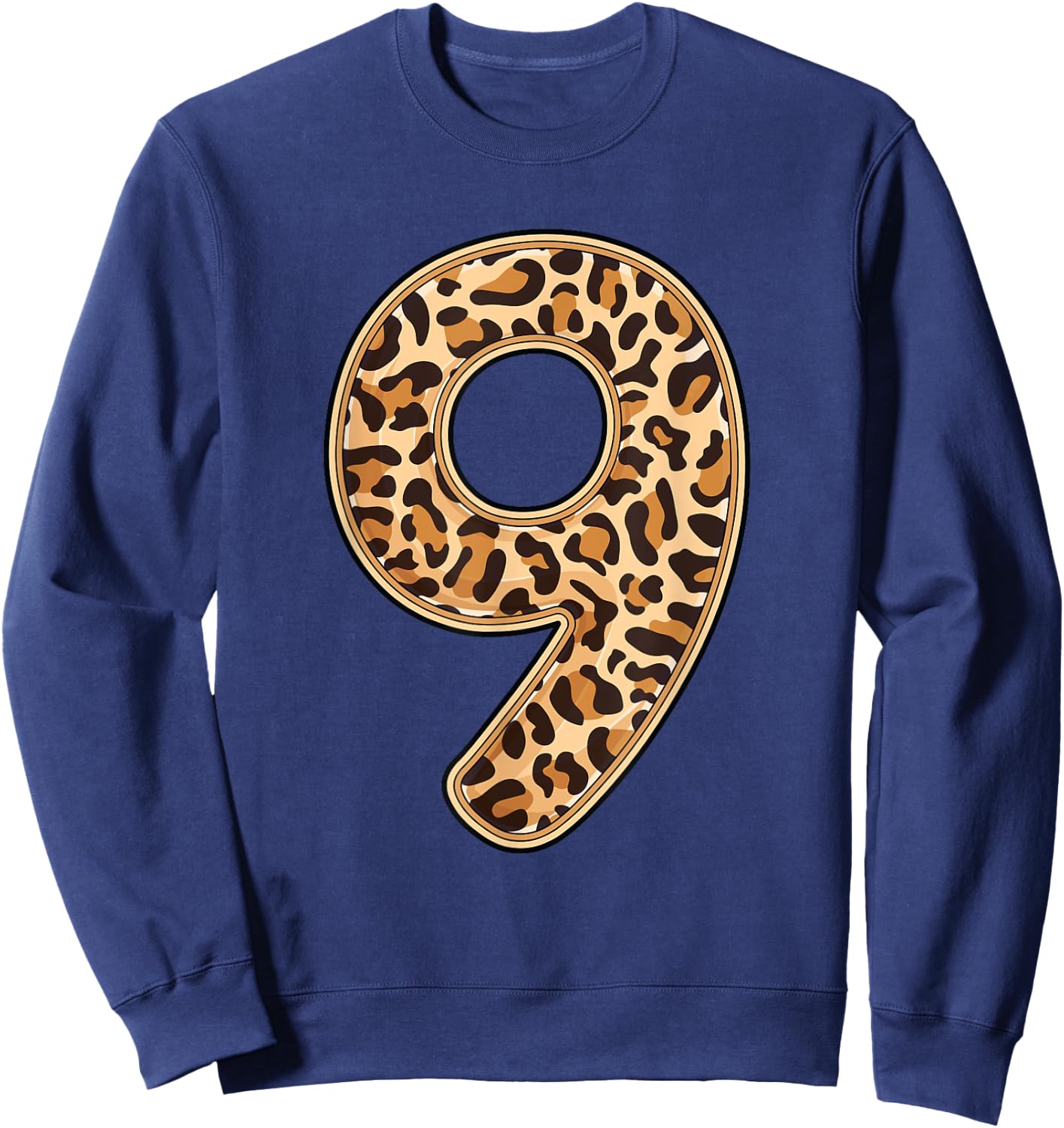 Leopard 9th Birthday Party Nine 9 Years Old Wild Cats Kids Sweatshirt - Sweatshirt | Navy