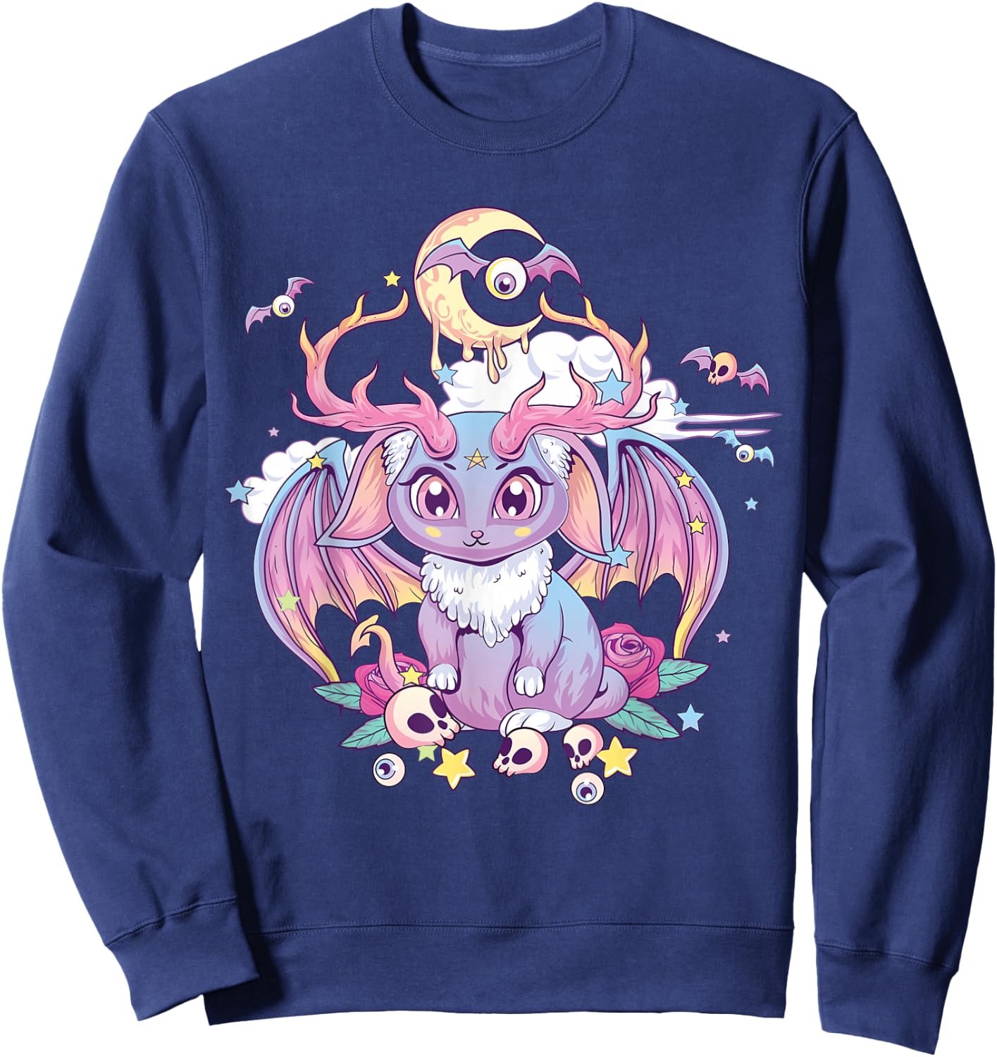 Pastel Goth Creepy Occult Satanic Jackalope Kawaii Menhera Sweatshirt - Sweatshirt | Navy