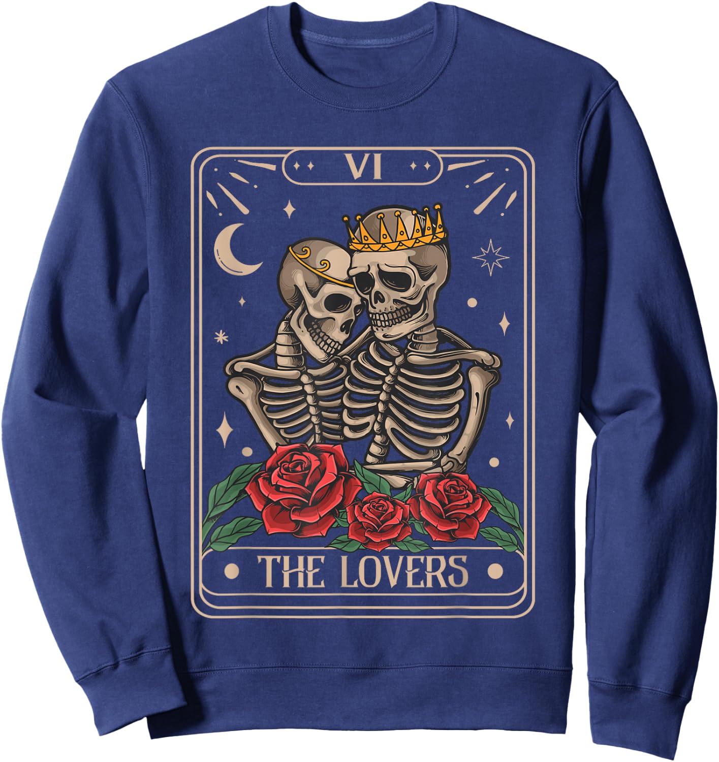 The Lovers Tarot Card Vintage The Lovers Tarot Sweatshirt - Sweatshirt | Navy