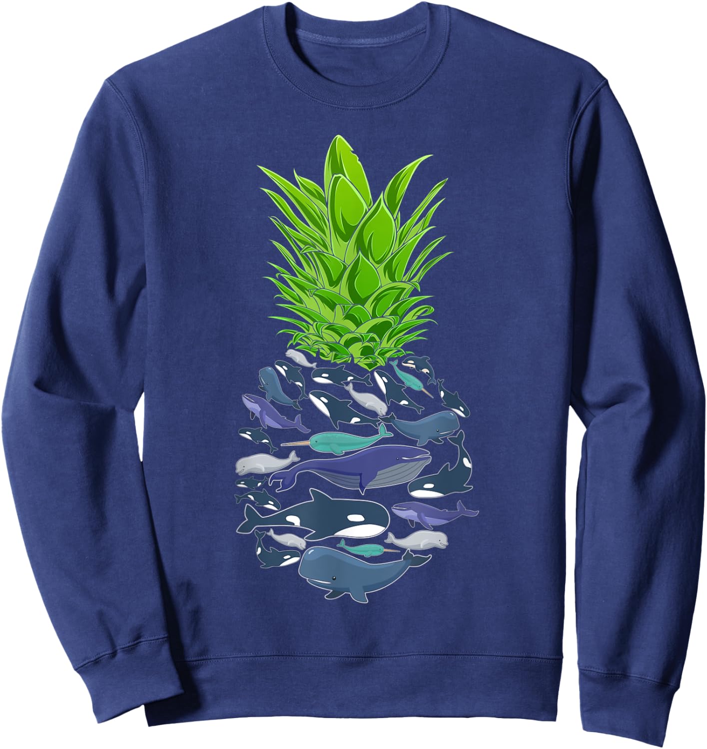 Hawaii Pineapple Whales Sweatshirt - Sweatshirt | Navy
