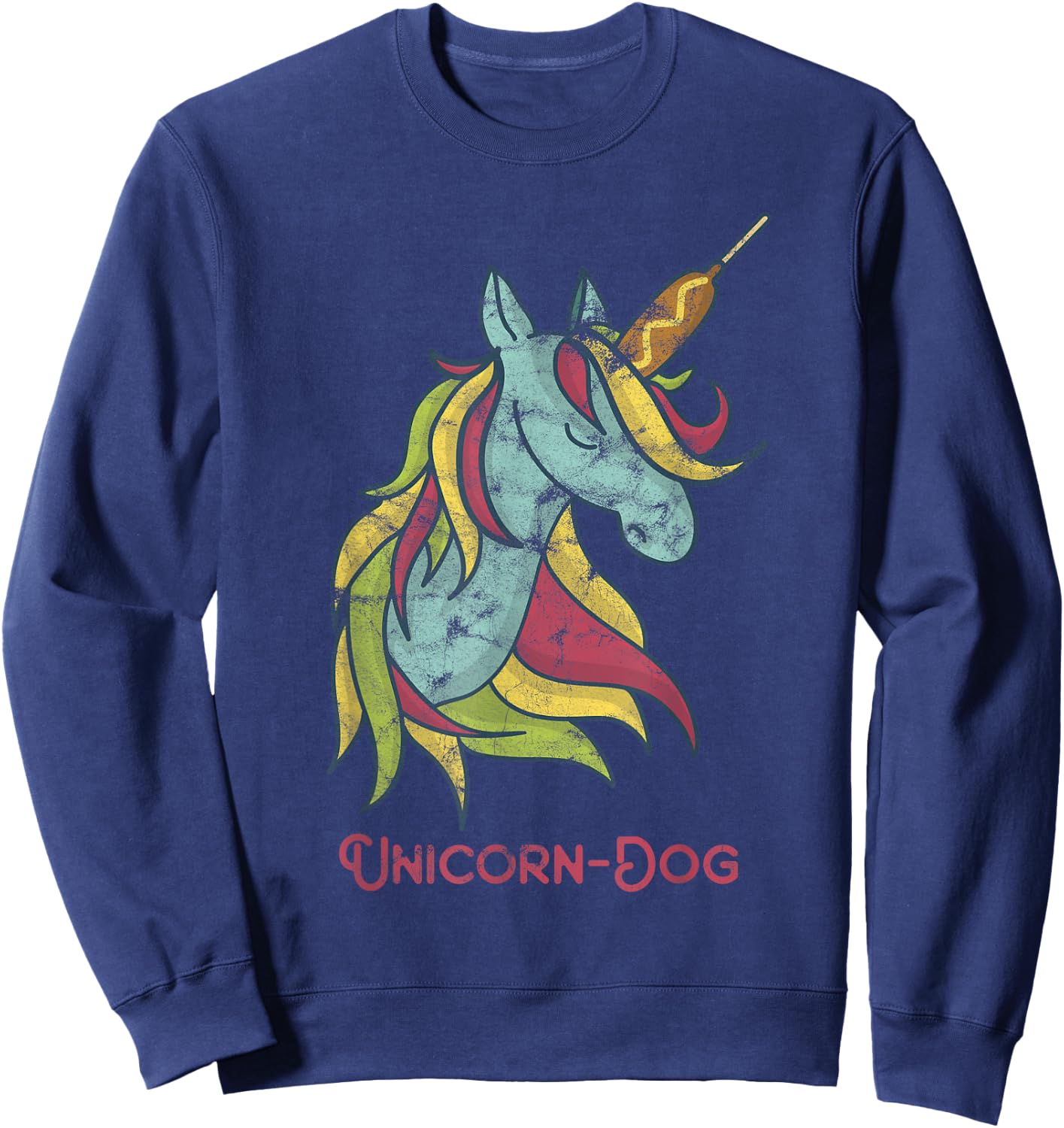 Funny Unicorn-Dog / Unicorn Dog / Unicorn Corn Dog Sweatshirt - Sweatshirt | Navy