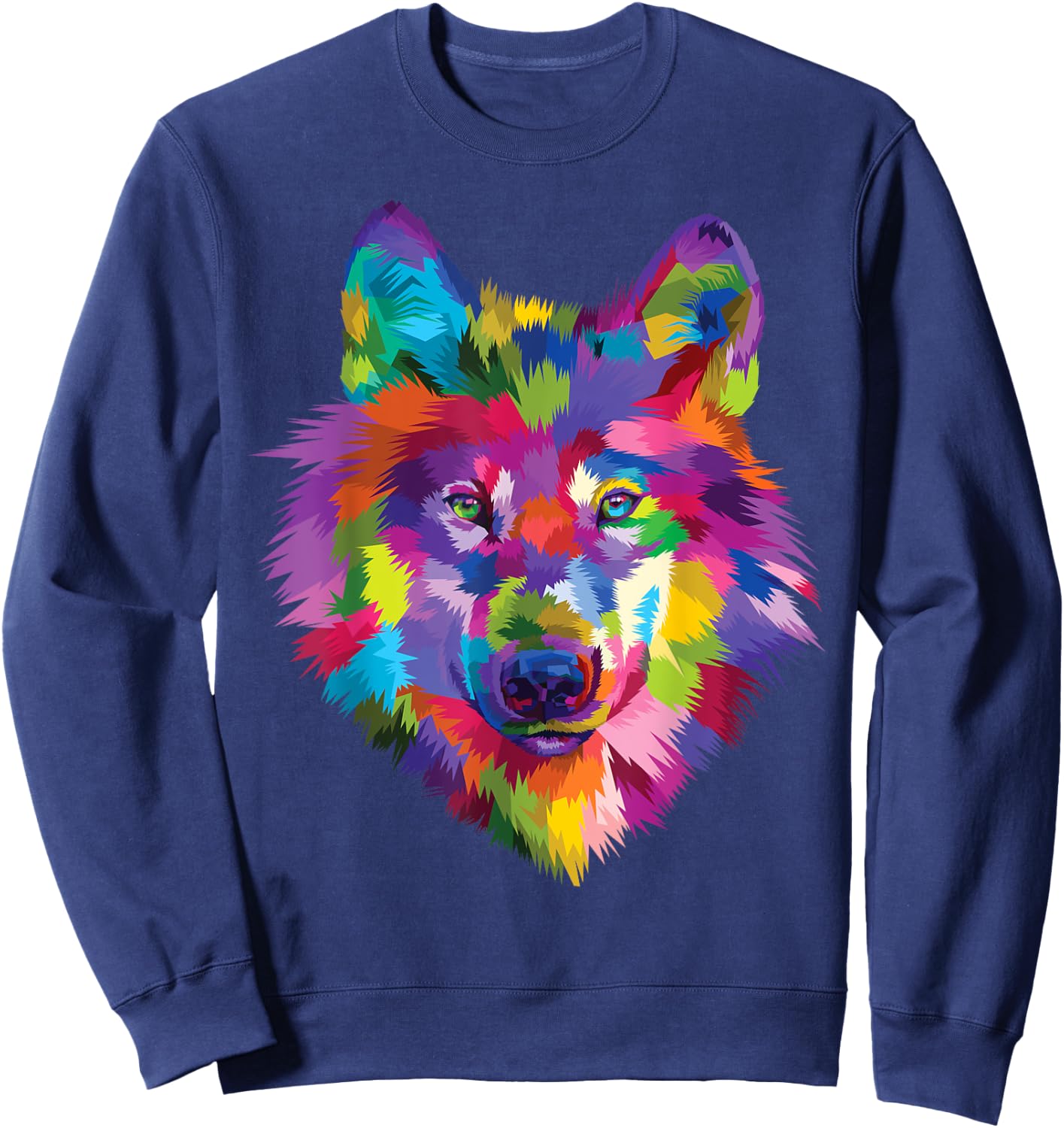 Wild Rainbow Wolf Vibrant Wilderness Canine Alpha Dog Sweatshirt - Sweatshirt | Navy
