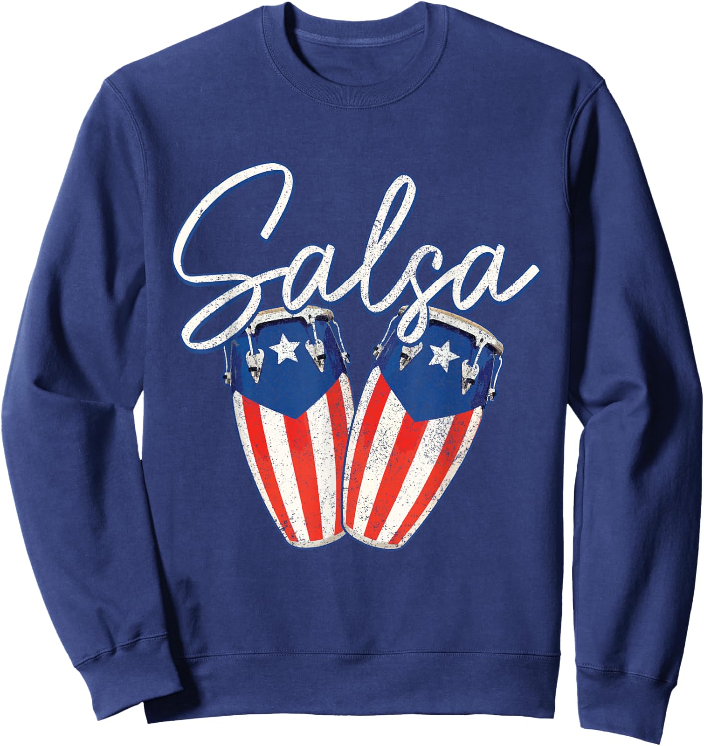 Puerto Rico Salsa Music Dancing Puerto Rican Flag Sweatshirt - Sweatshirt | Navy
