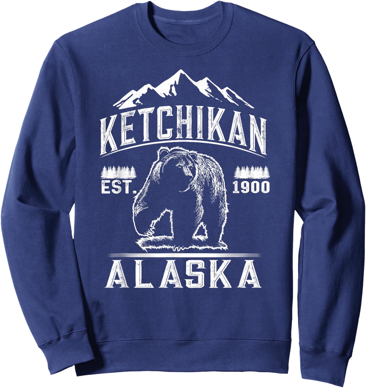 Bear Ketchikan Alaska T Shirt - Vintage Ketchikan AK Shirt Sweatshirt - Sweatshirt | Navy