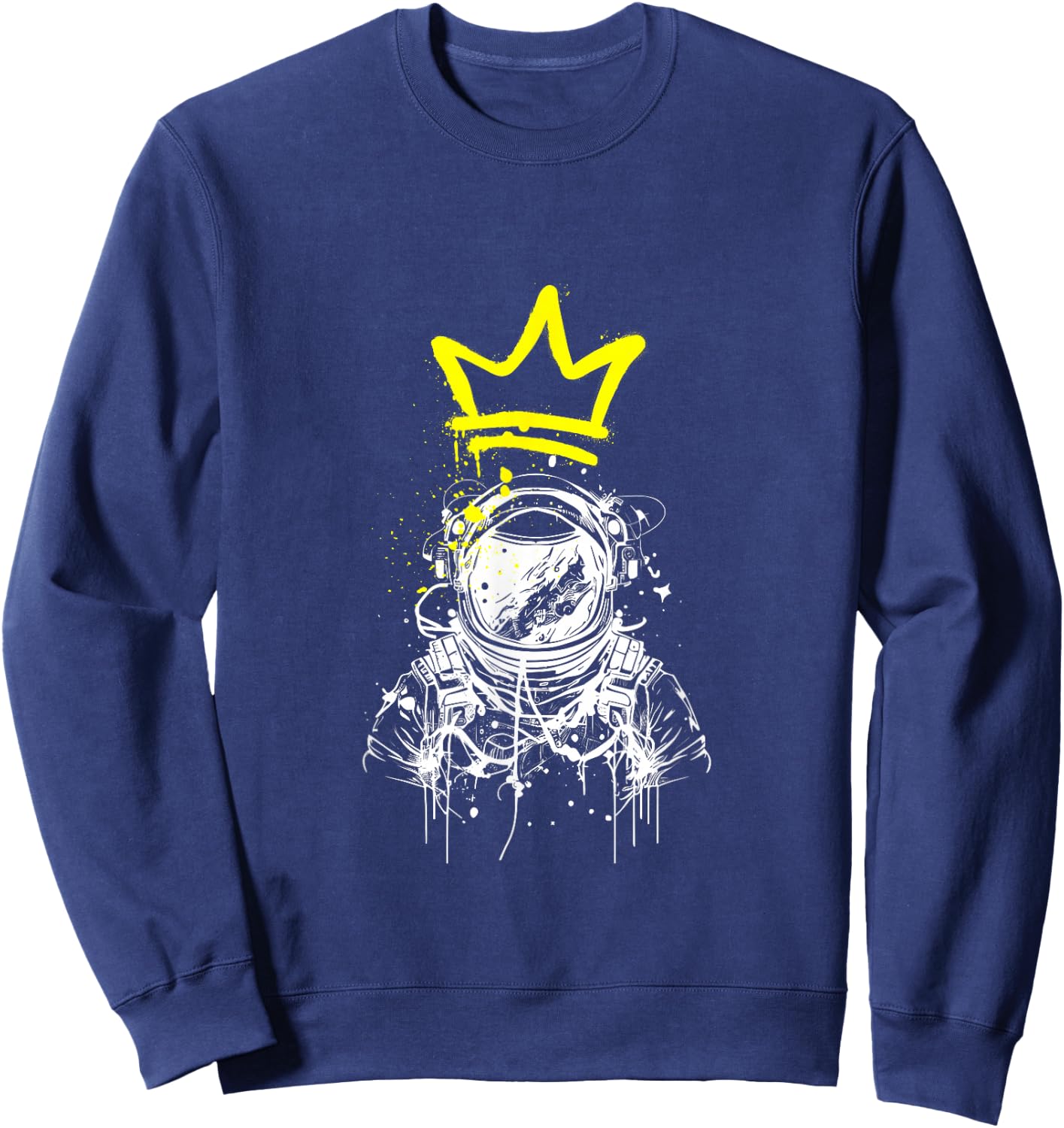 Graffiti Astronaut Crown Street Art Style Trendy Sci-Fi Sweatshirt - Sweatshirt | Navy