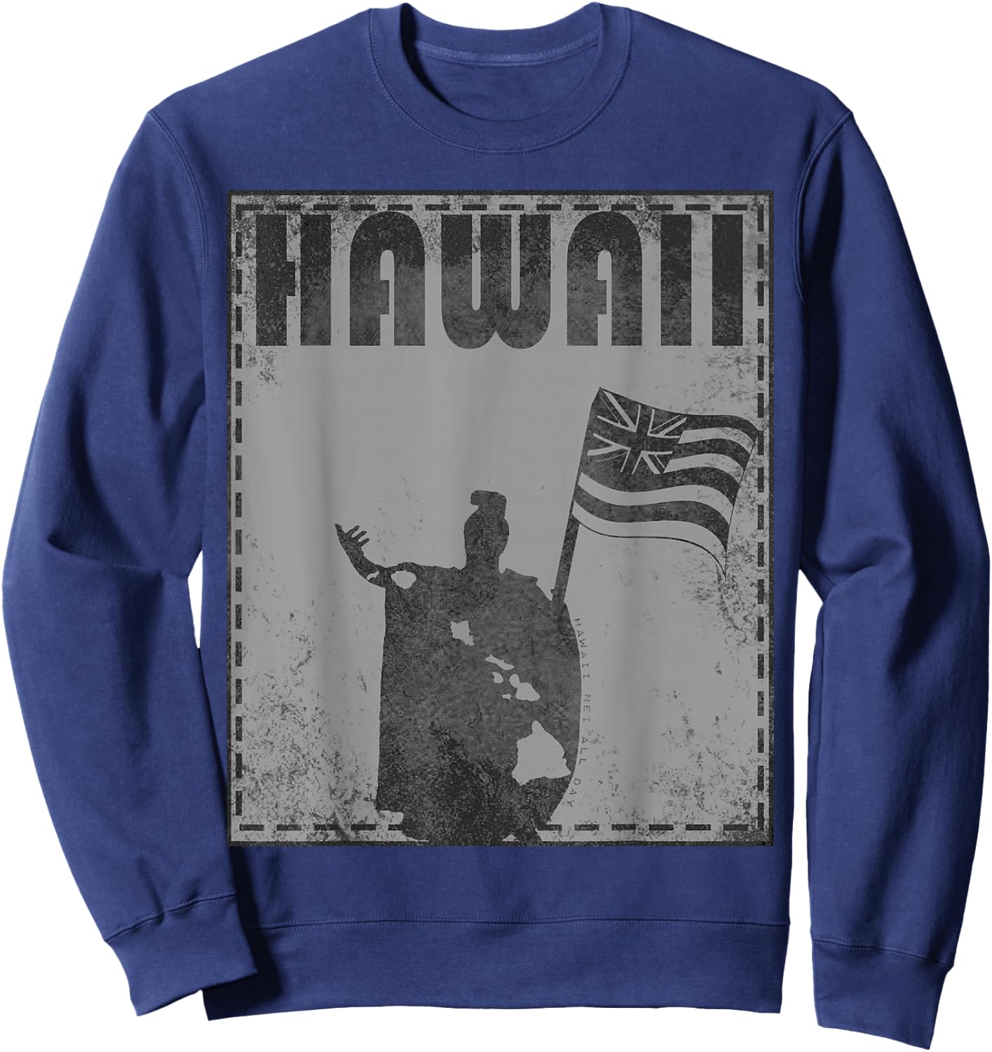 Hawaii King Kamehameha RS(black) by Hawaii Nei All Day Sweatshirt - Sweatshirt | Navy