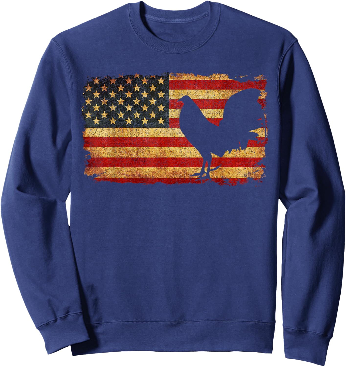Vintage US Flag Cock Fight T Shirt Sweatshirt - Sweatshirt | Navy