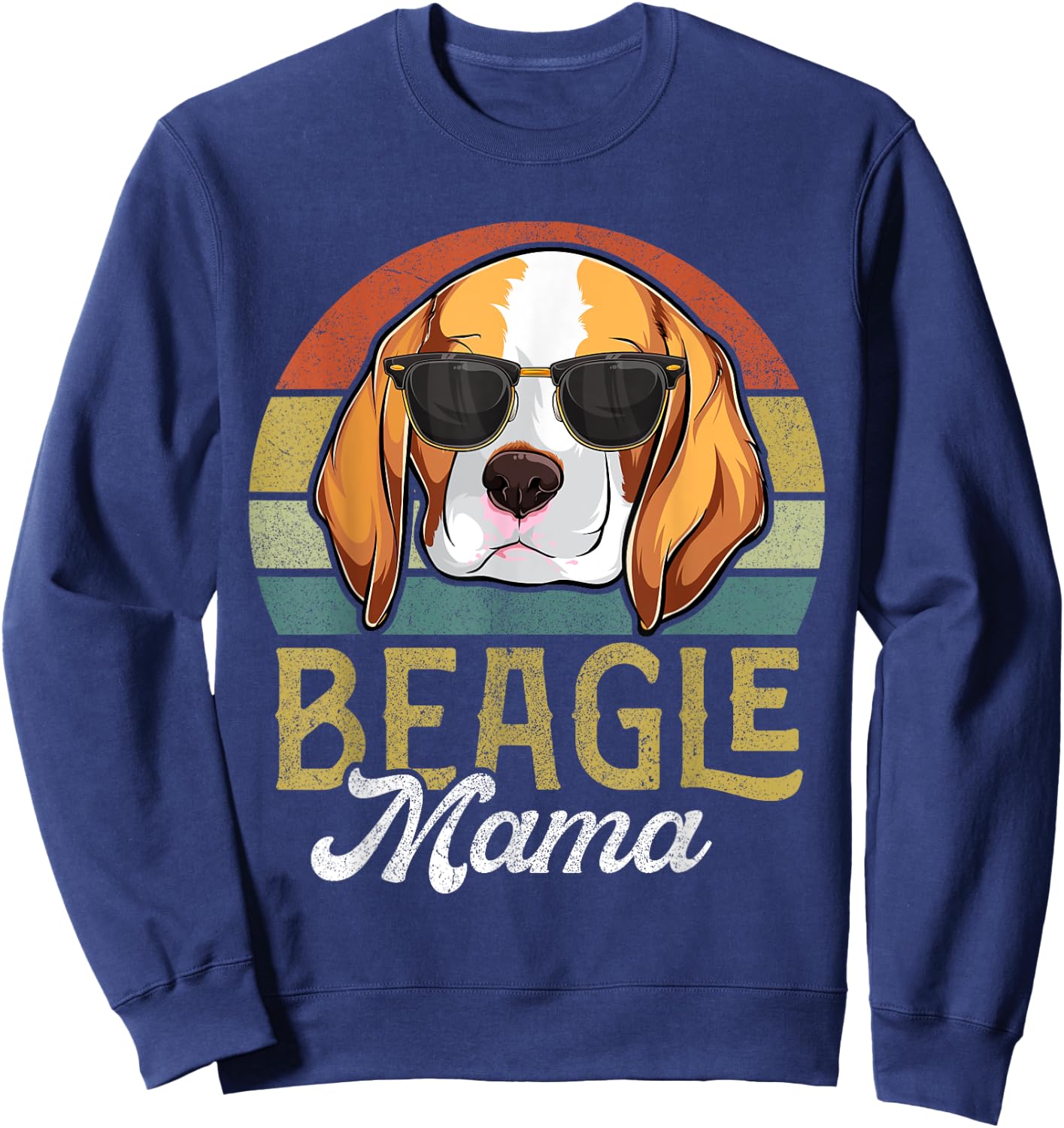 Retro Beagle Mama Shirt Women, Mothers Day Dog Mom Sweatshirt - Sweatshirt | Navy