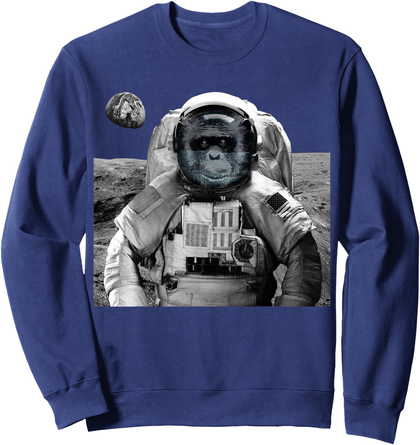 Monkey Astronaut Ape Space Travel Chimpanzee Astronaut Sweatshirt - Sweatshirt | Navy