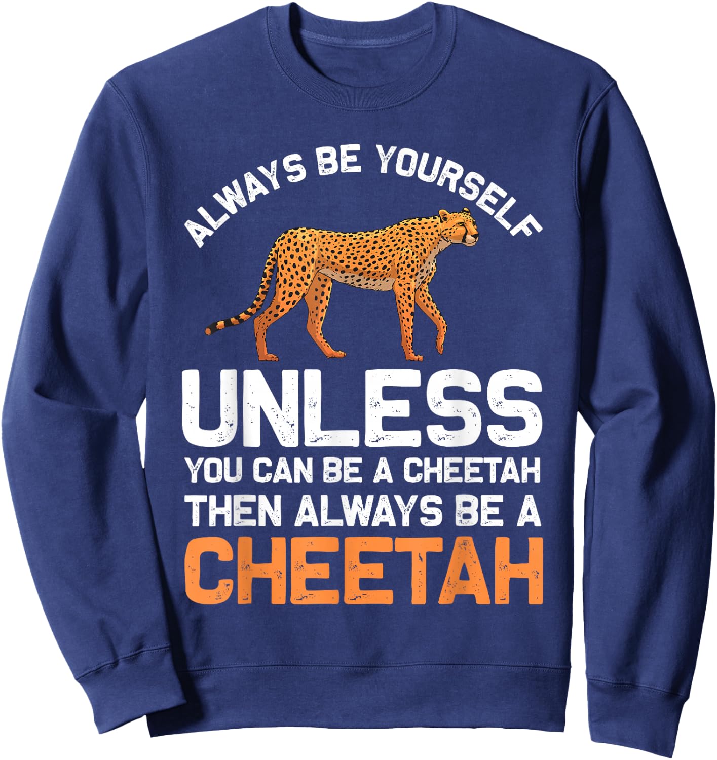Funny Cheetah Design for Boys Girls Safari Wildlife Leopard Sweatshirt - Sweatshirt | Navy
