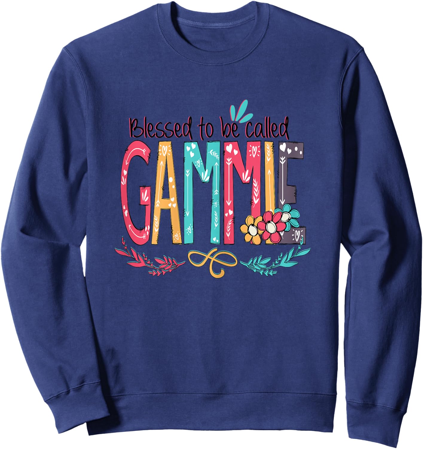 Blessed to be called Gammie Colorful Grandma Christmas Women Sweatshirt - Sweatshirt | Navy
