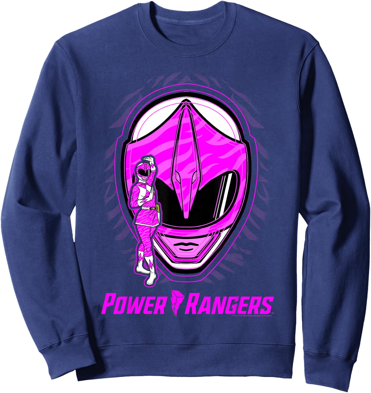 Power Rangers Pink Ranger Icon Fill Helmet Silhouette Sweatshirt - Sweatshirt | Navy