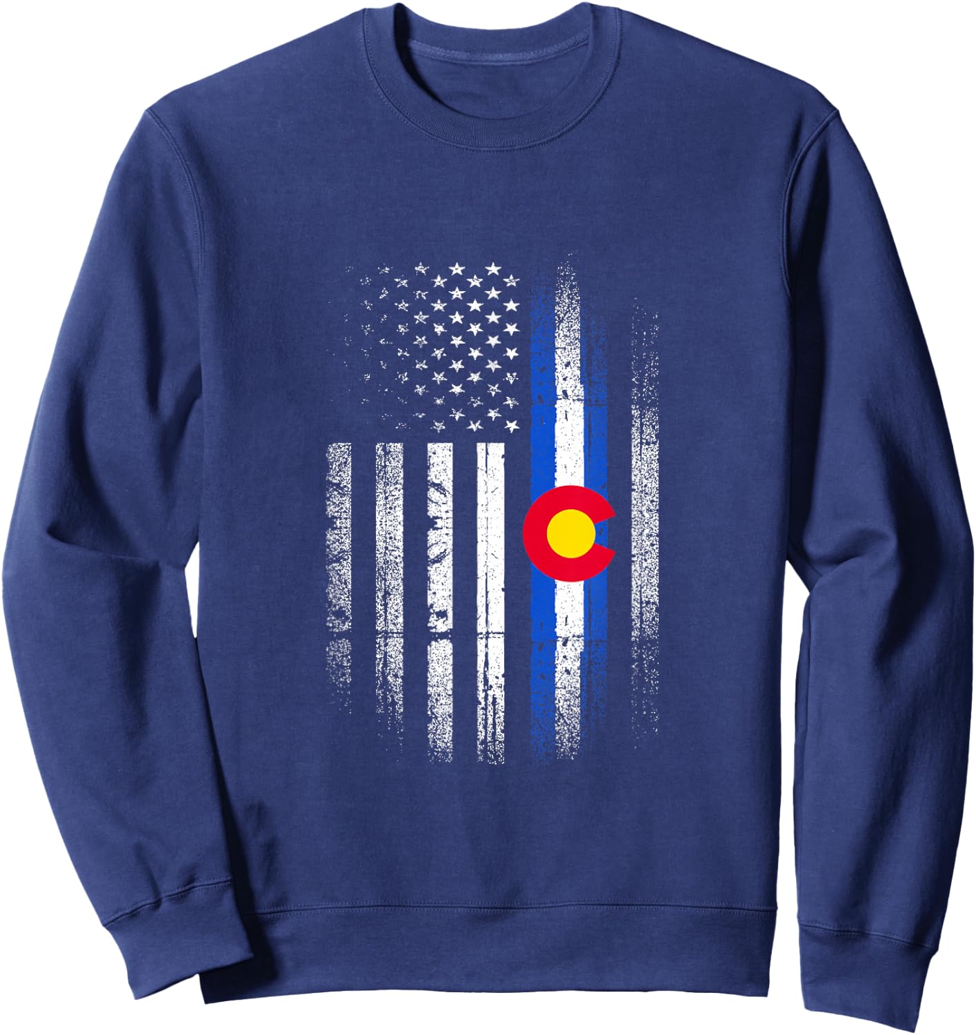 Colorado USA American Flag State Home Pride Patriotic Sweatshirt - Sweatshirt | Navy