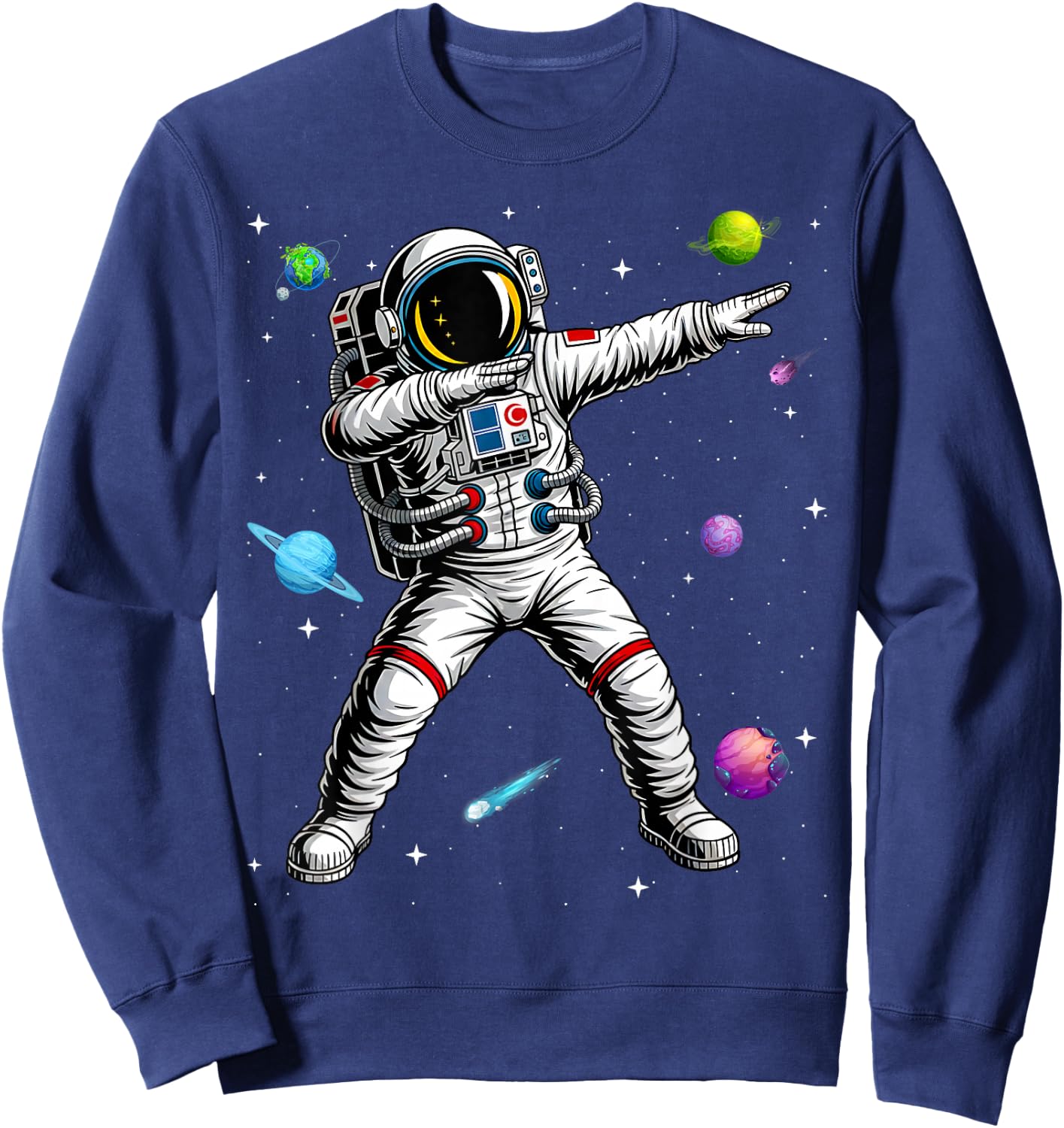 Astronaut Dabbing Planets Science Space Sweatshirt - Sweatshirt | Navy