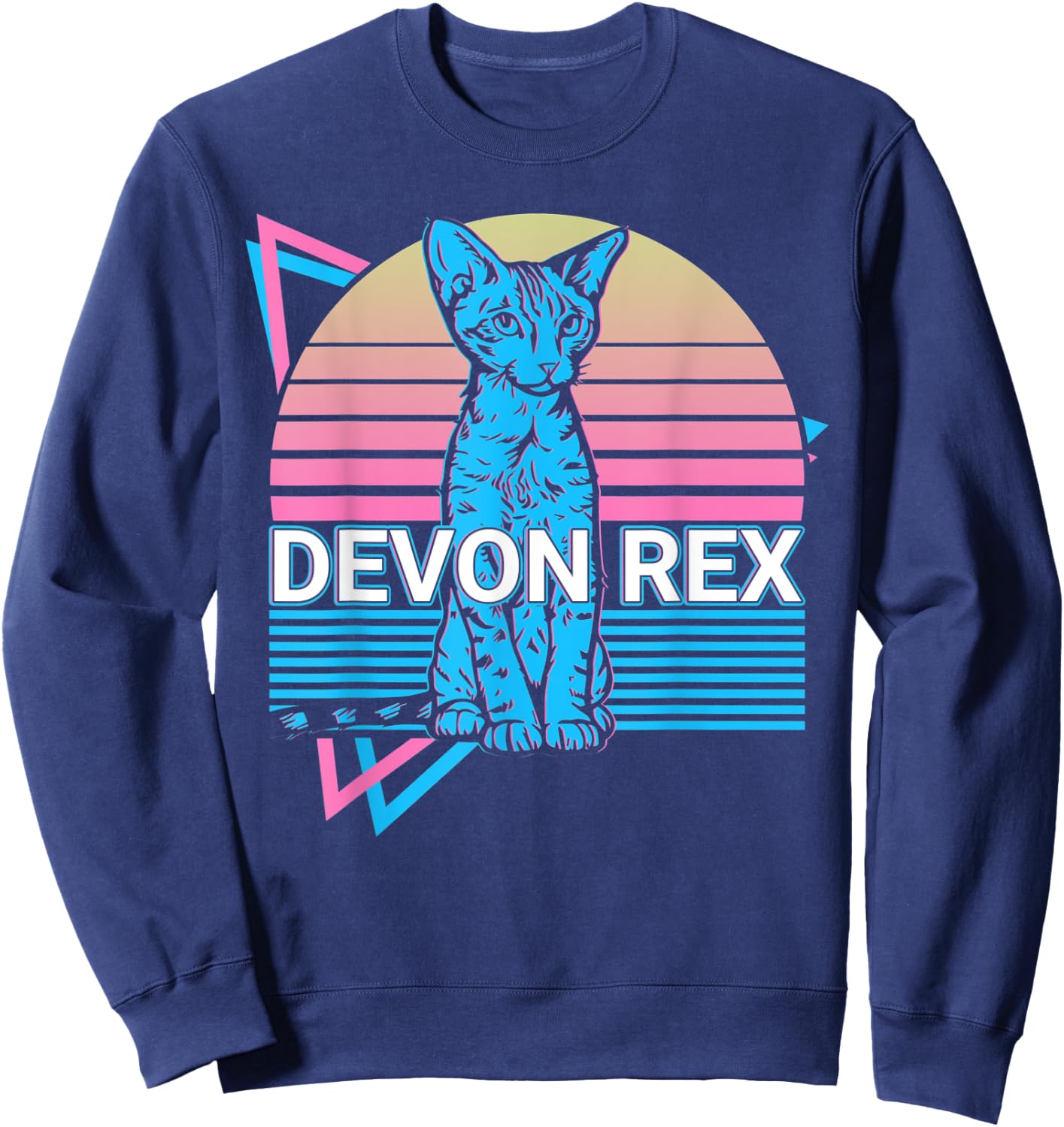 Devon Rex Cat Retro Sweatshirt - Sweatshirt | Navy