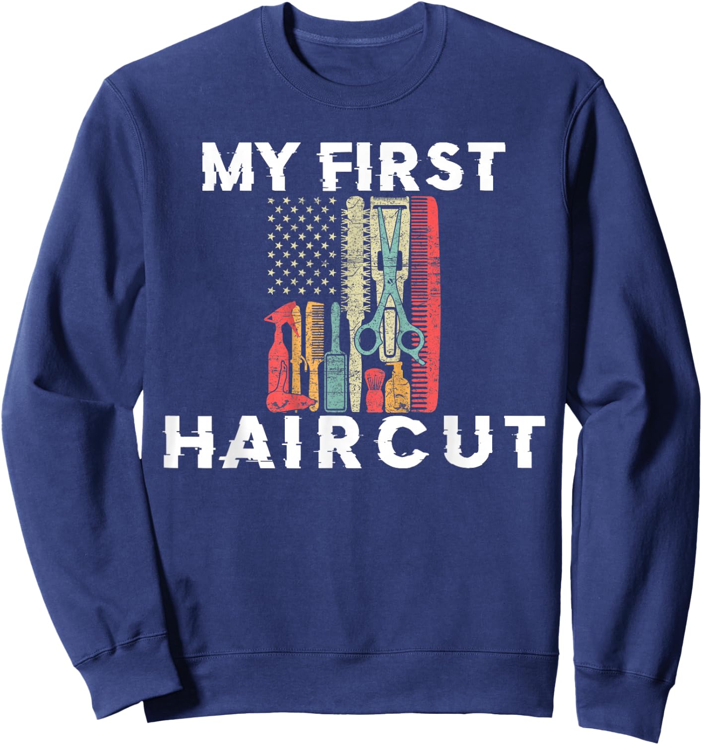 This Is My First Haircut Barber Barbershop Kids Boys Hair Sweatshirt - Sweatshirt | Navy