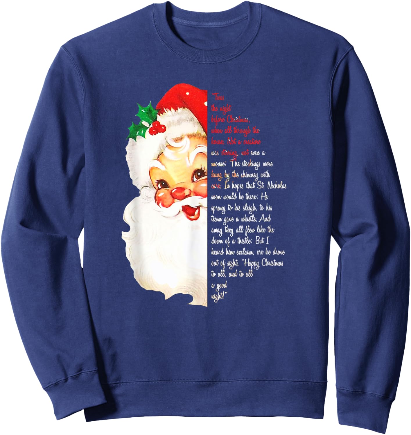 Santa Twas the Night Before Christmas Matching Pajamas Sweatshirt - Sweatshirt | Navy
