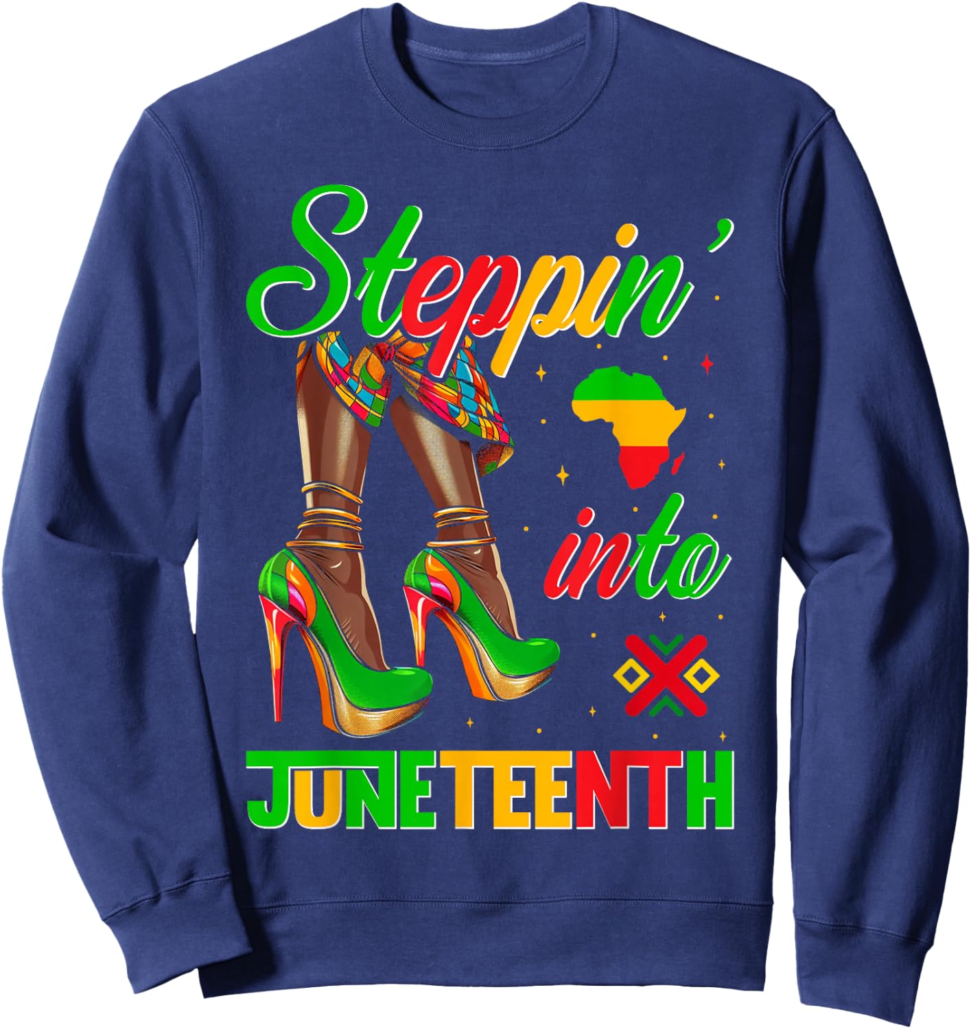 Stepping Into Juneteenth Like My Ancestors High Heel Women Sweatshirt - Sweatshirt | Navy