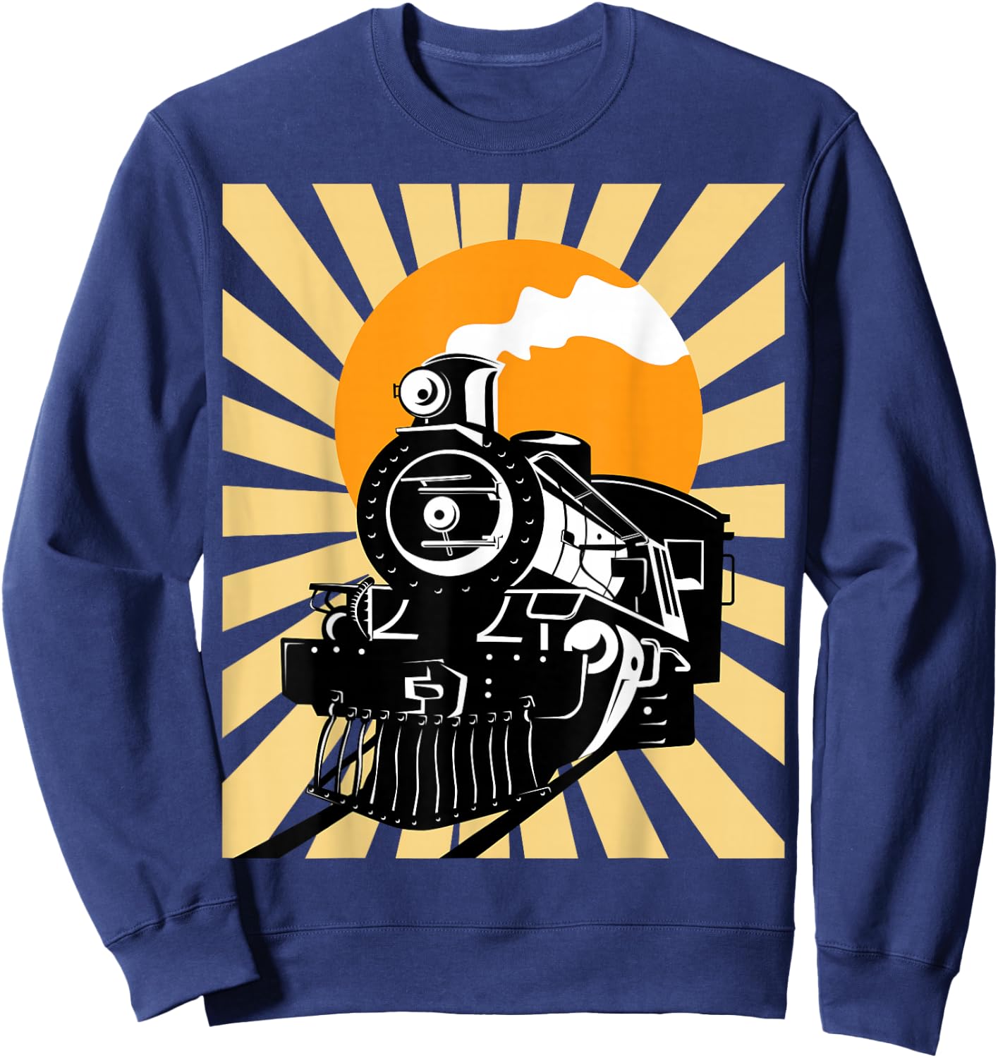Vintage Train Shirt - Steam Locomotive Sweatshirt - Sweatshirt | Navy